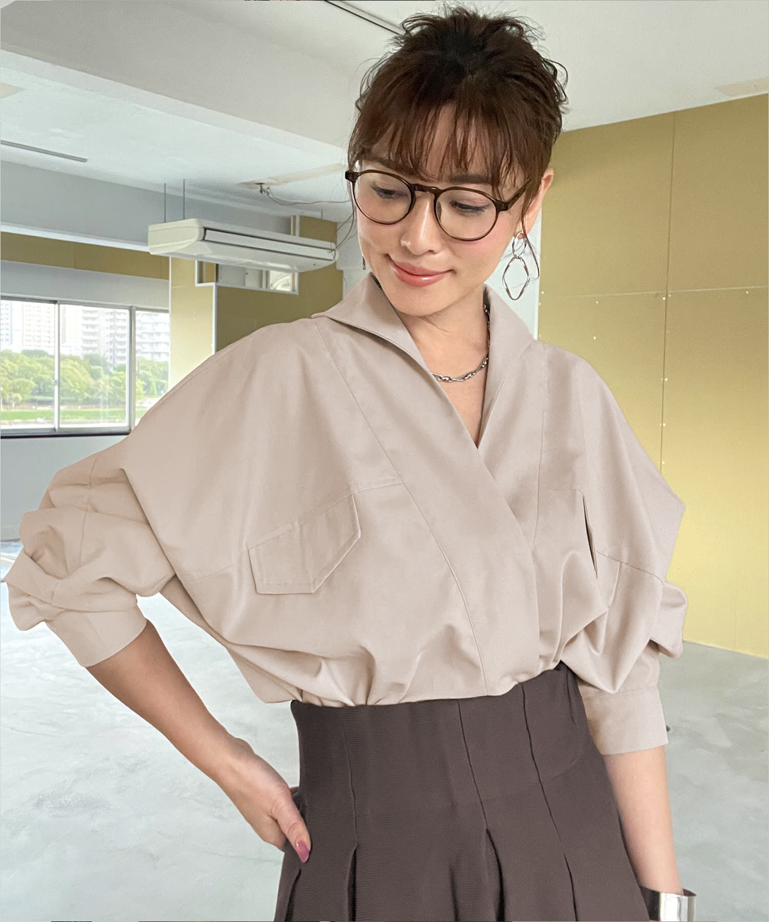 STYLE DELI「前を重ねたドルマンシャツ型プルオーバー」|シャツ・ブラウス|