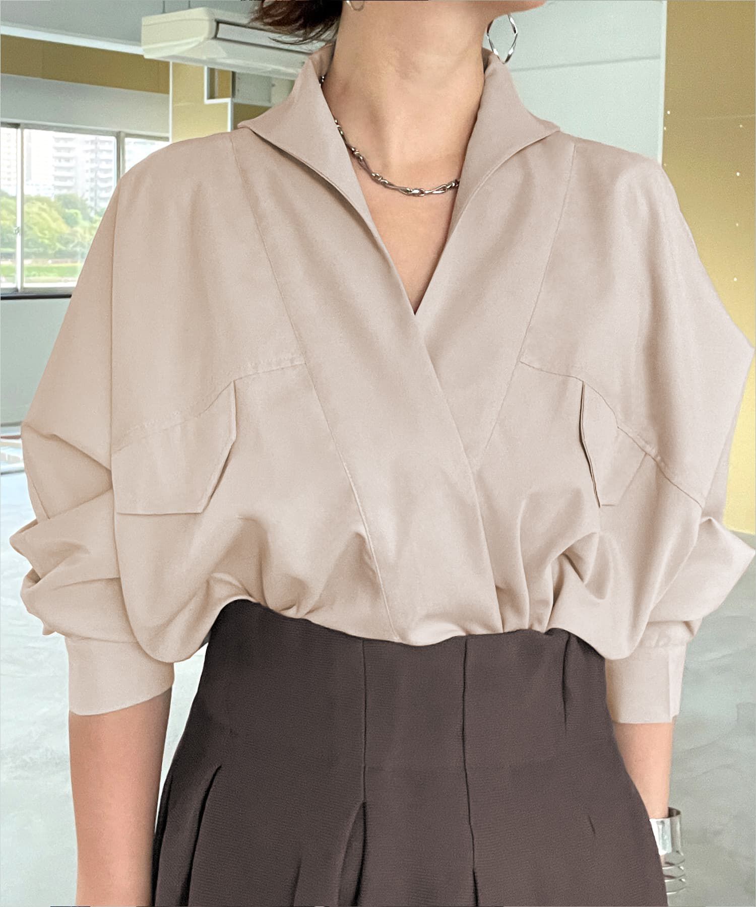 STYLE DELI「前を重ねたドルマンシャツ型プルオーバー」|シャツ・ブラウス|