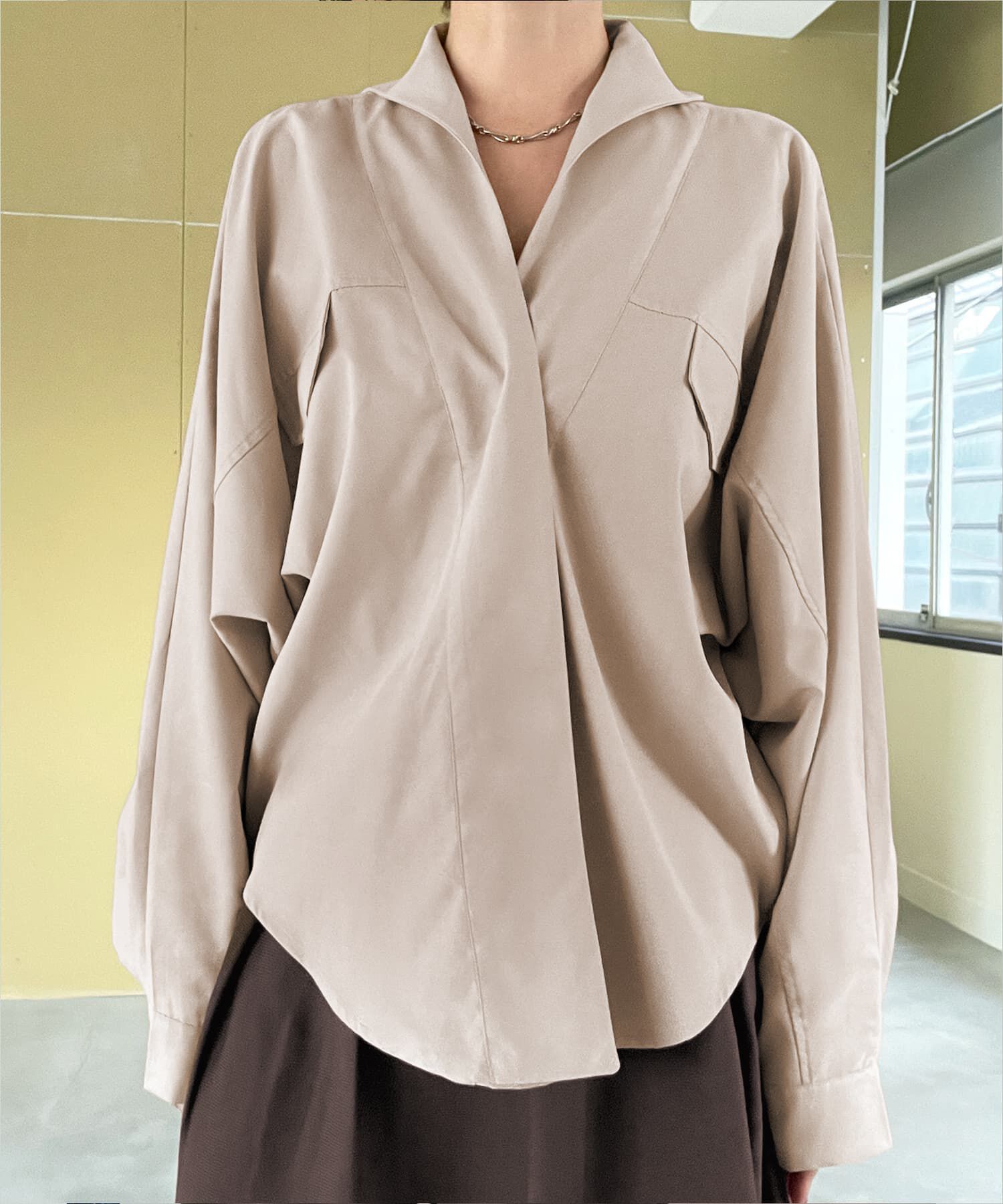 STYLE DELI「前を重ねたドルマンシャツ型プルオーバー」|シャツ・ブラウス|