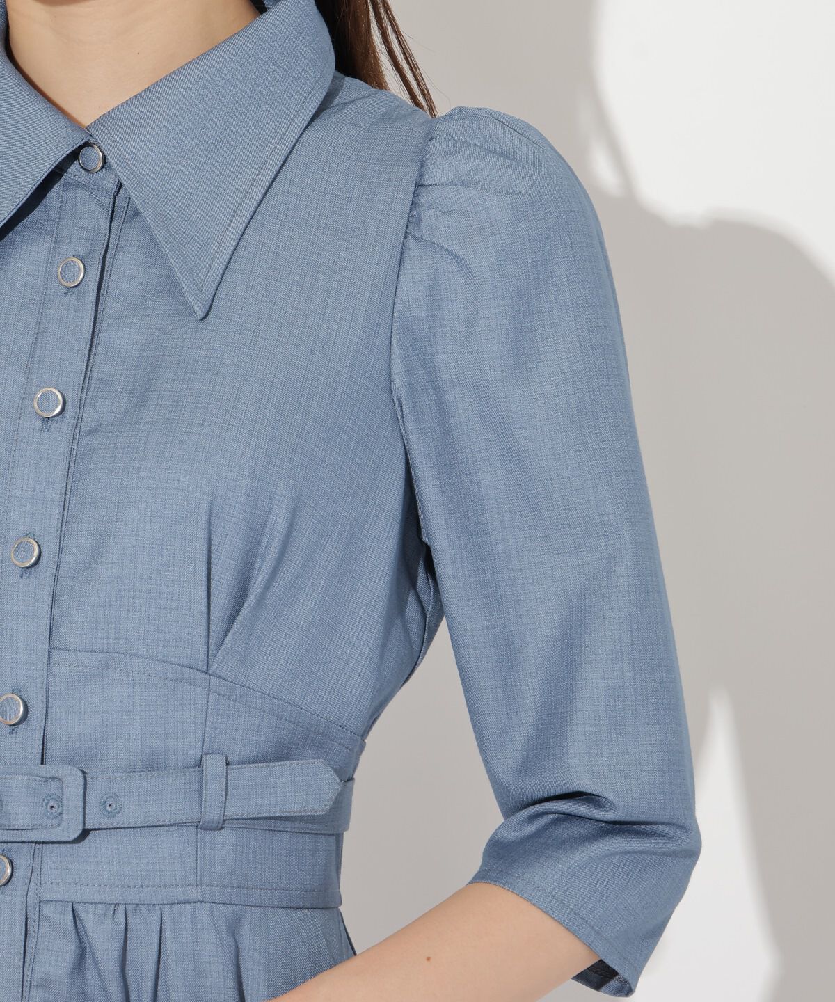 アンドクチュール「ベルト付ティアードシャツワンピース」|ワンピース|