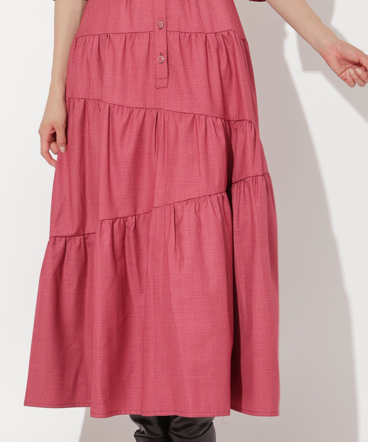 アンドクチュール「ベルト付ティアードシャツワンピース」|ワンピース|