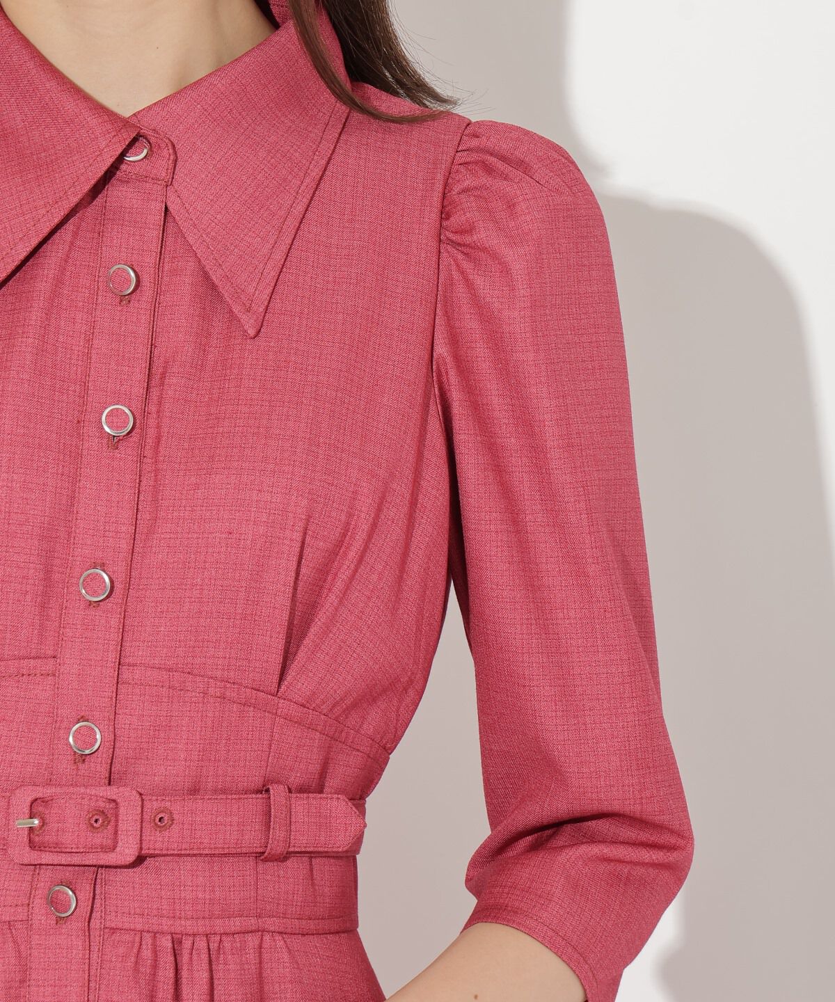 アンドクチュール「ベルト付ティアードシャツワンピース」|ワンピース|