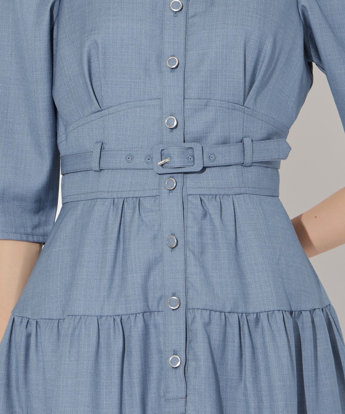 アンドクチュール「ベルト付ティアードシャツワンピース」|ワンピース|