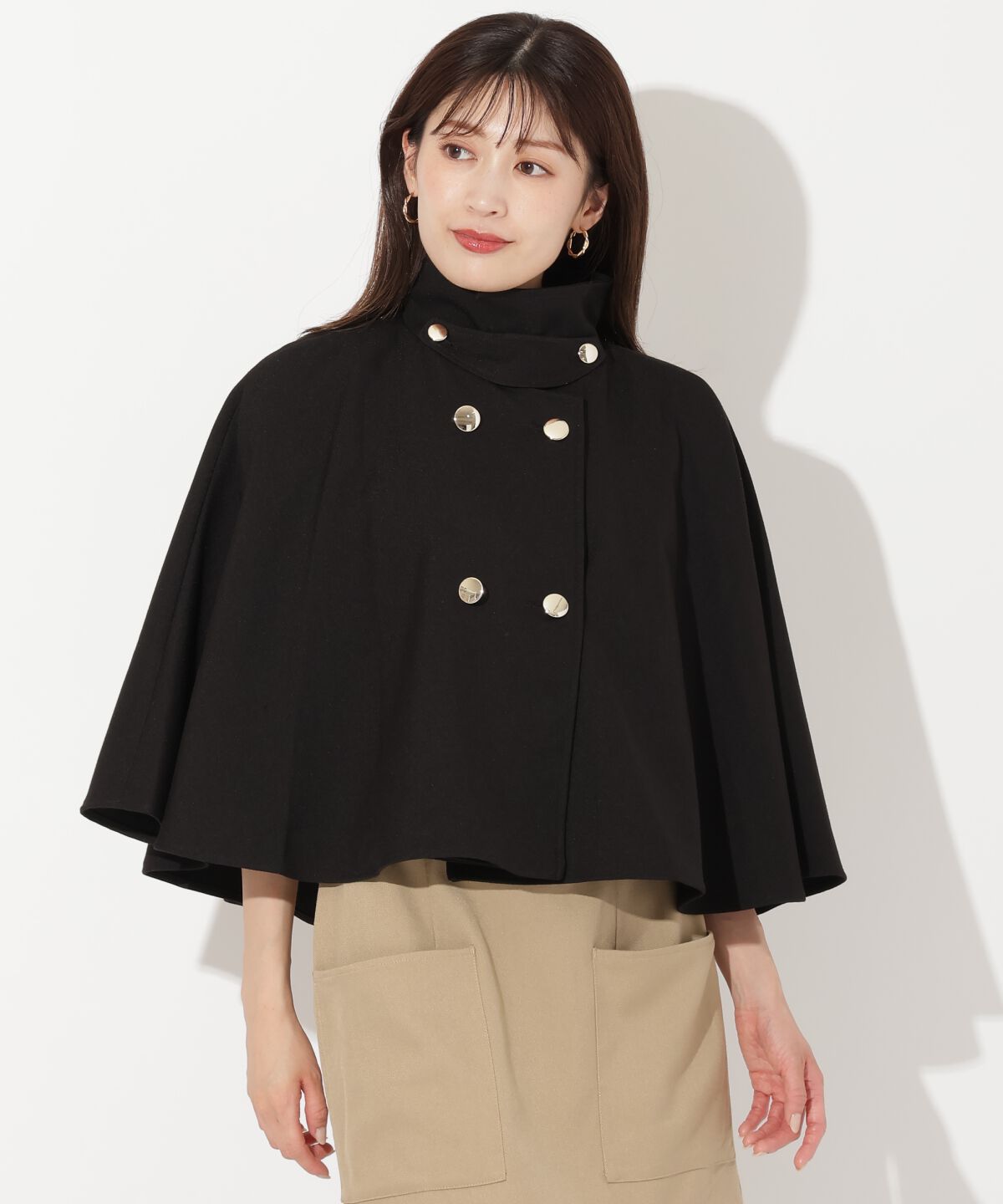 アンドクチュール「ショートケープジャケットコート」|その他|ブラック