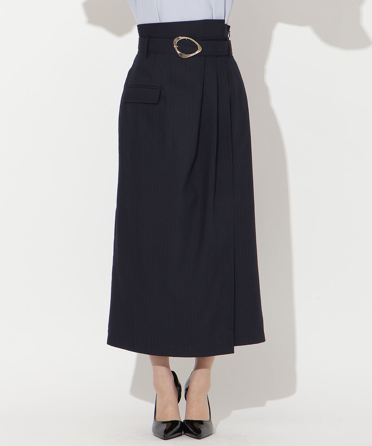 アンドクチュール「タックストレートスカート」|タイト|