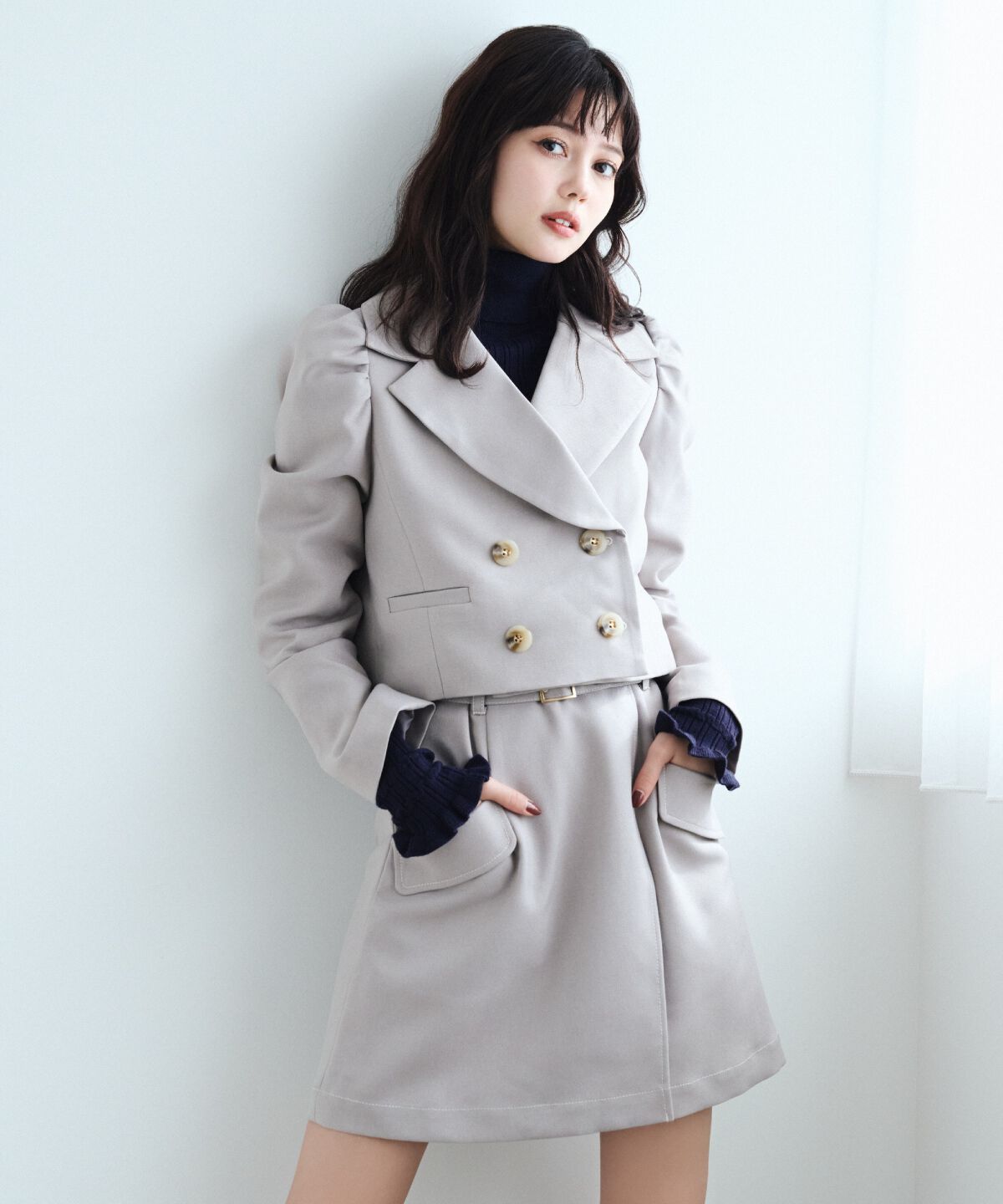 REDYAZEL「ベルティッドウーリッシュミニスカート」|台形|