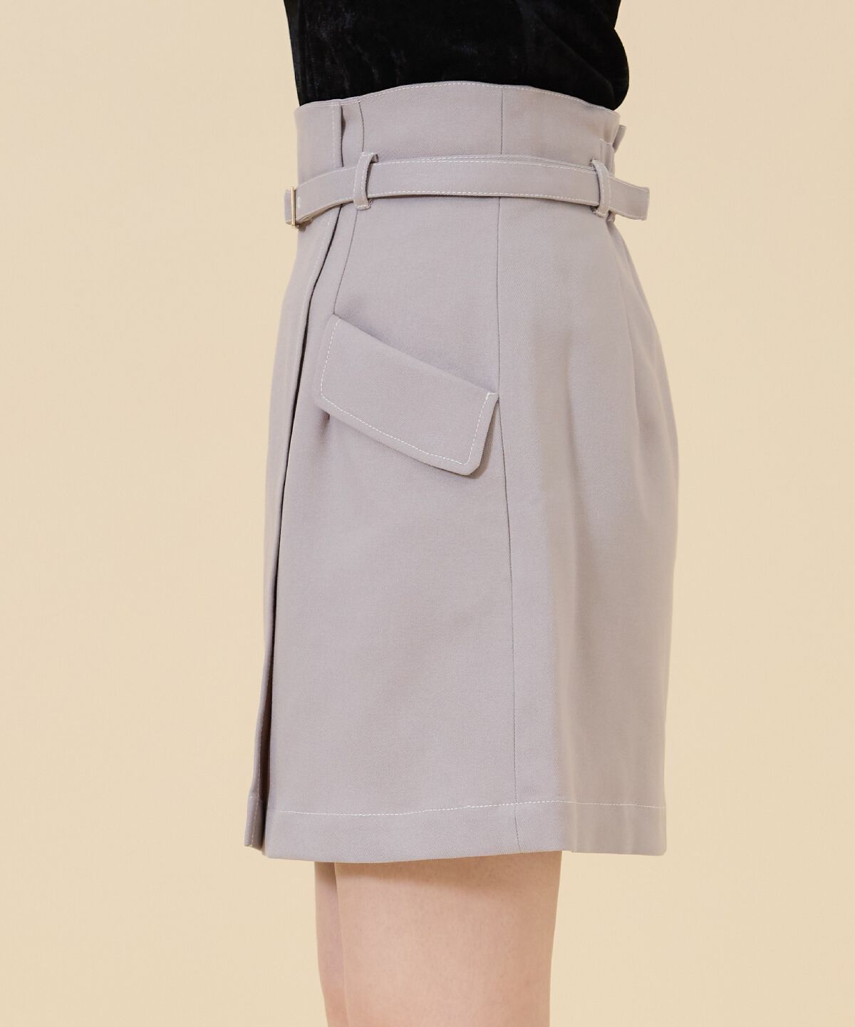 REDYAZEL「ベルティッドウーリッシュミニスカート」|台形|