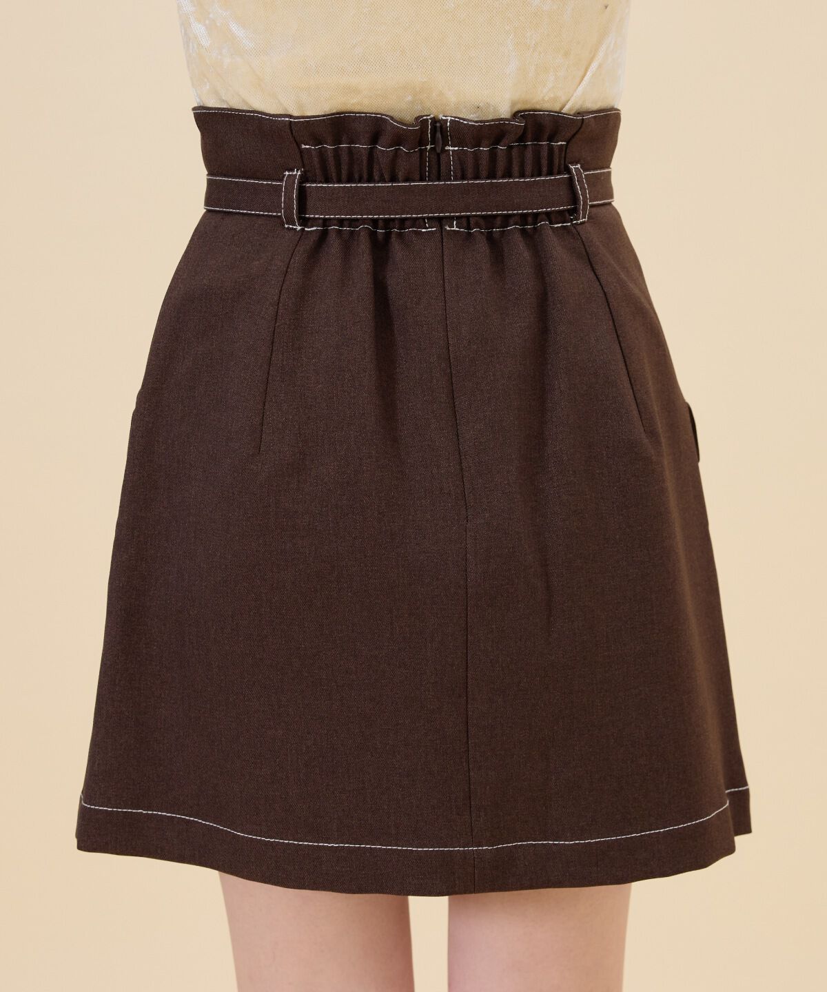 REDYAZEL「ベルティッドウーリッシュミニスカート」|台形|