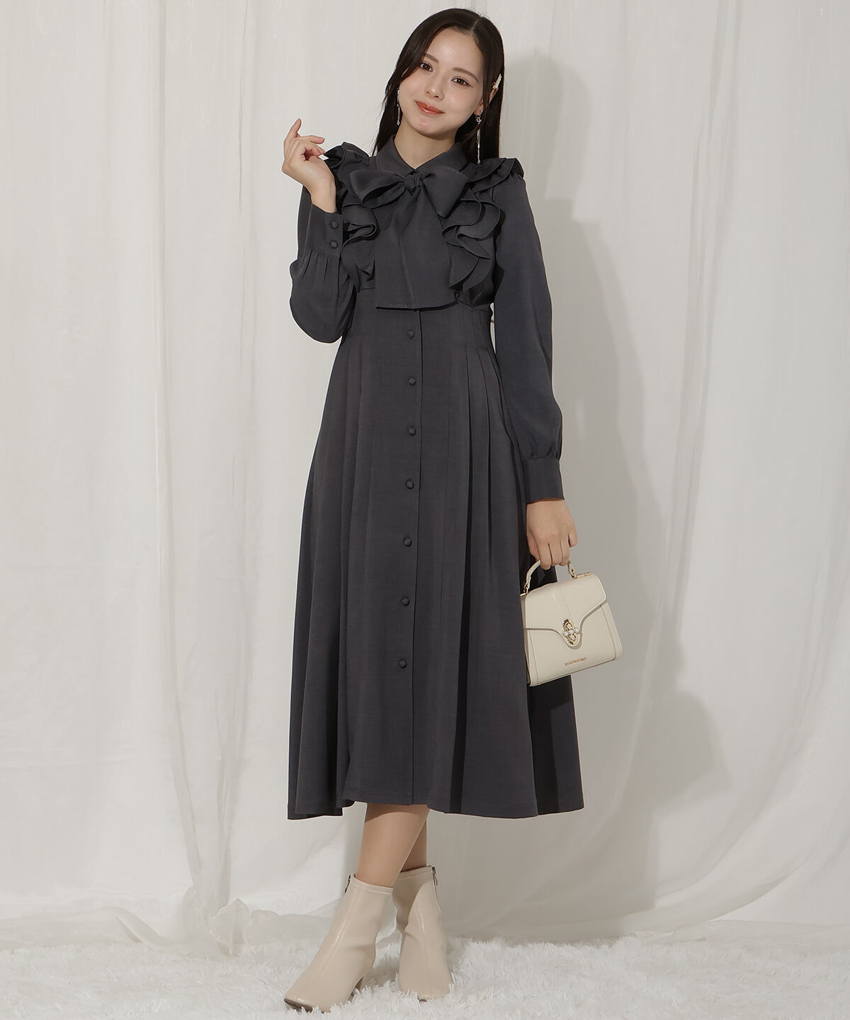 WILLSELECTION「ペタルフリルリボンタイシャツワンピース」|ワンピース|