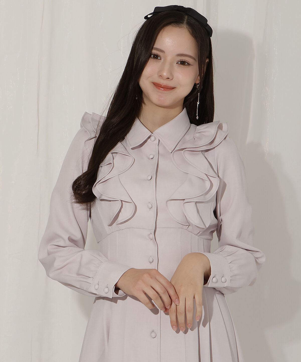 WILLSELECTION「ペタルフリルリボンタイシャツワンピース」|ワンピース|