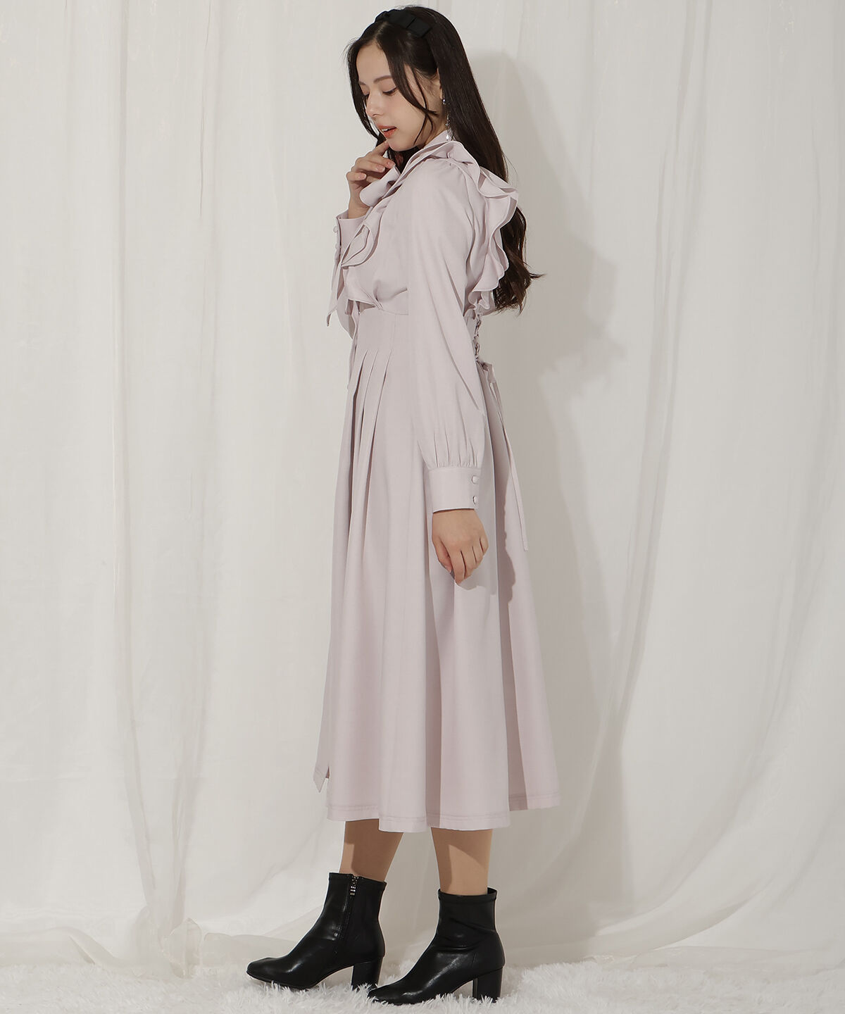 WILLSELECTION「ペタルフリルリボンタイシャツワンピース」|ワンピース|