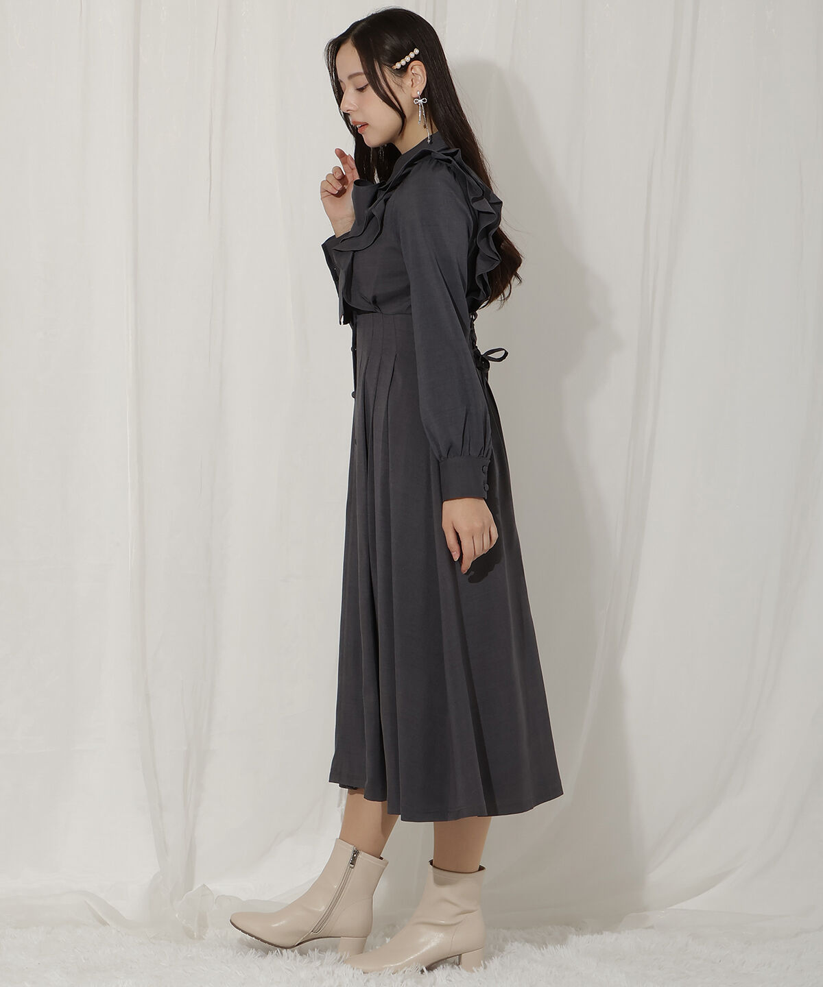 WILLSELECTION「ペタルフリルリボンタイシャツワンピース」|ワンピース|