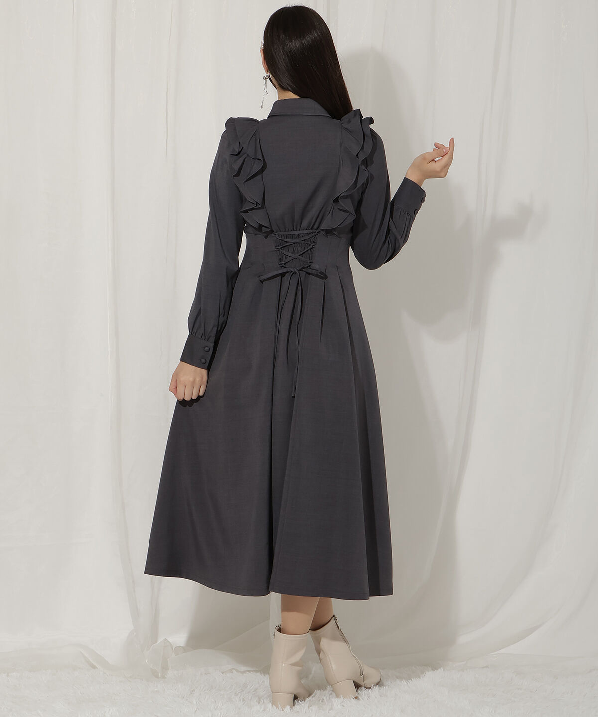 WILLSELECTION「ペタルフリルリボンタイシャツワンピース」|ワンピース|