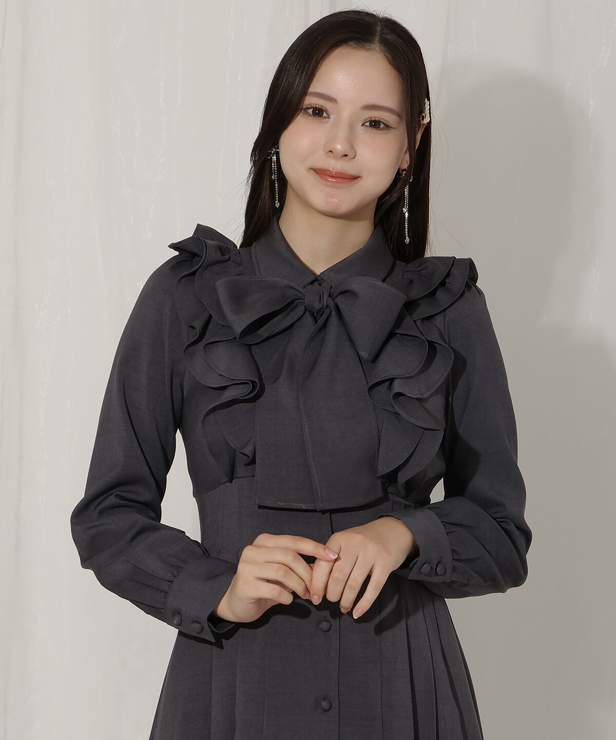 WILLSELECTION「ペタルフリルリボンタイシャツワンピース」|ワンピース|