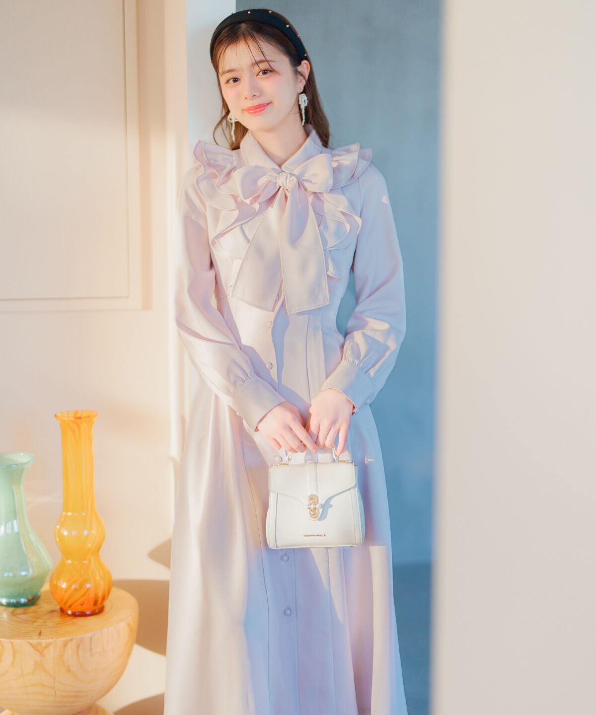 WILLSELECTION「ペタルフリルリボンタイシャツワンピース」|ワンピース|