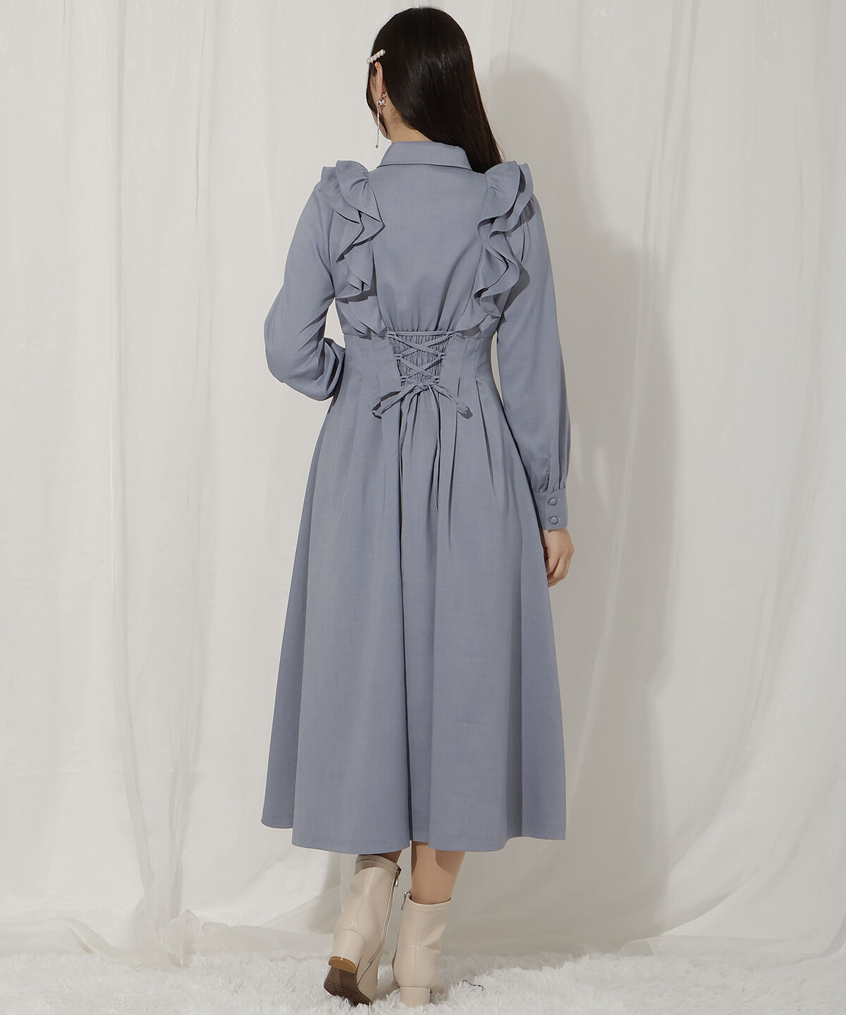 WILLSELECTION「ペタルフリルリボンタイシャツワンピース」|ワンピース|