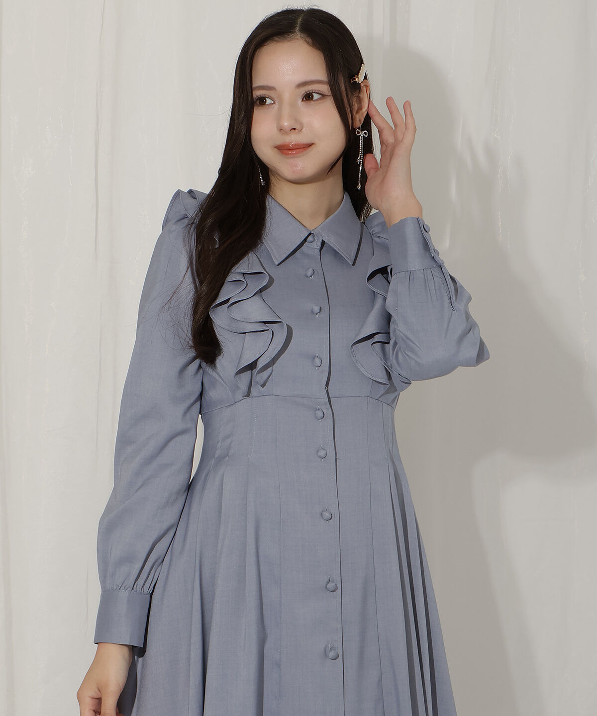 WILLSELECTION「ペタルフリルリボンタイシャツワンピース」|ワンピース|