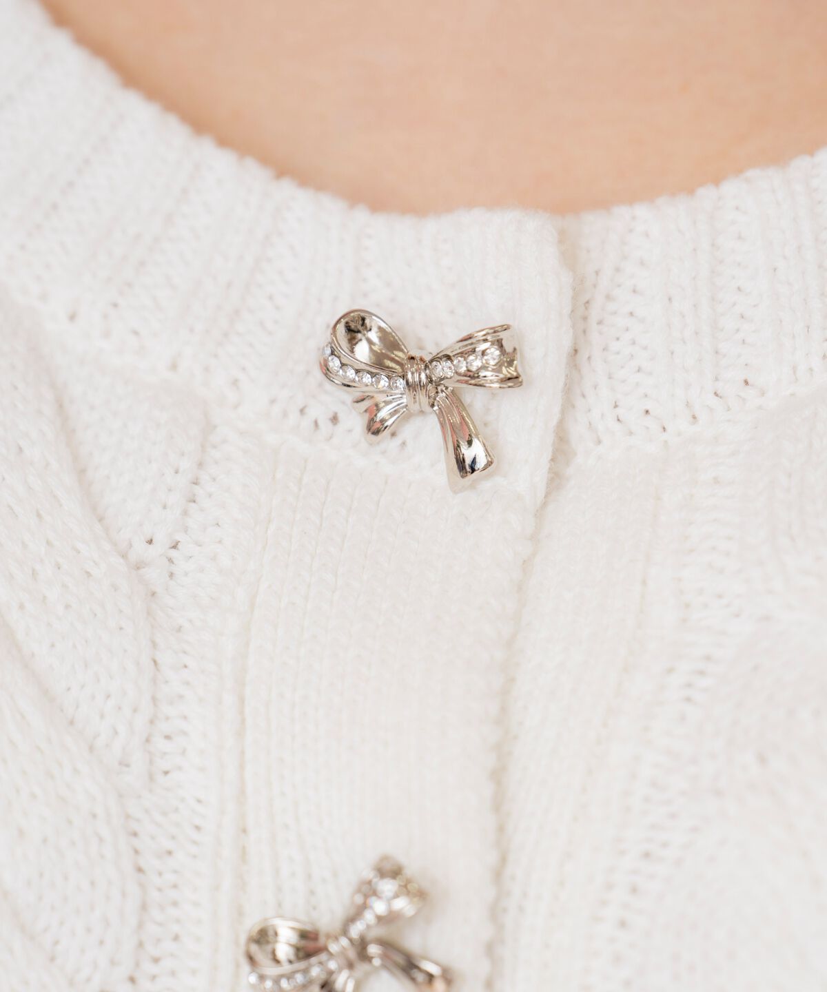 WILLSELECTION「ビジューリボンケーブルカーディガン」|カーディガン|