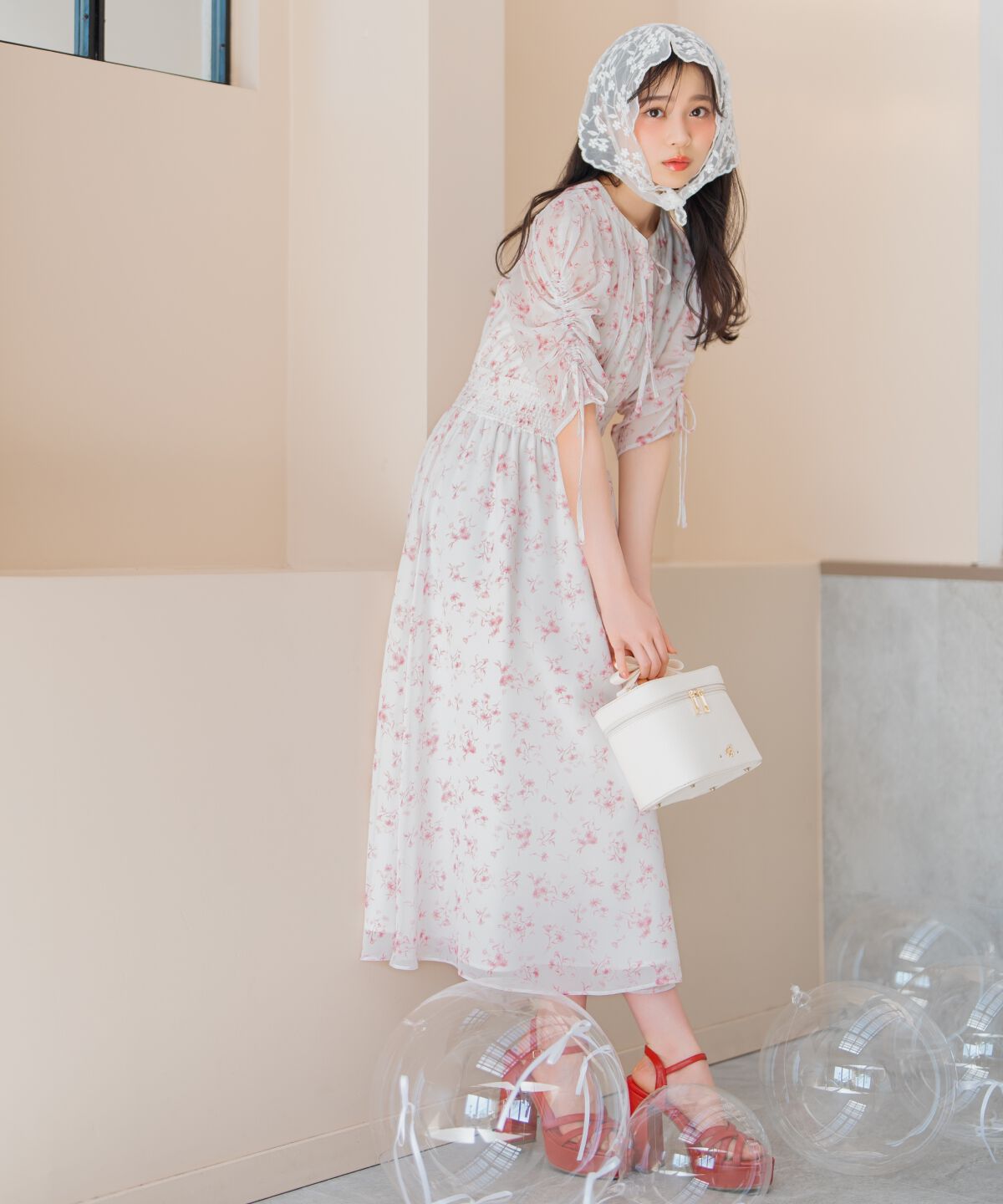 WILLSELECTION「ピンタックウエストシャーリングフラワーワンピース」|ワンピース|