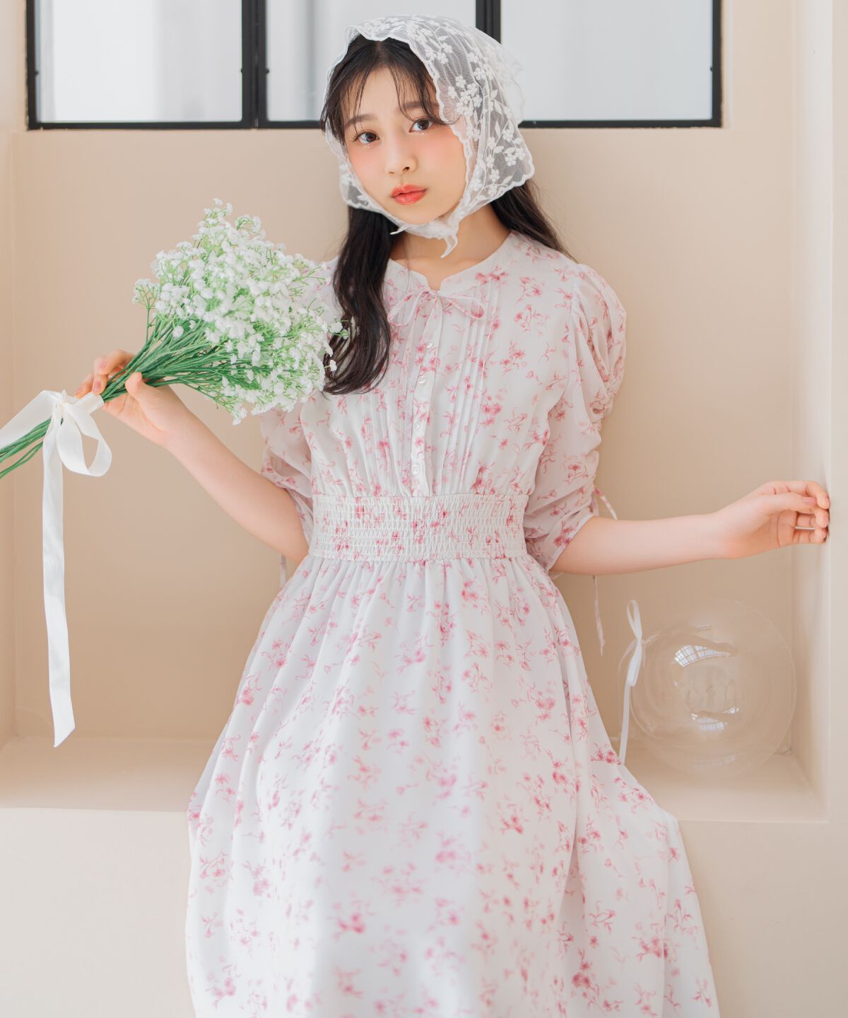 WILLSELECTION「ピンタックウエストシャーリングフラワーワンピース」|ワンピース|