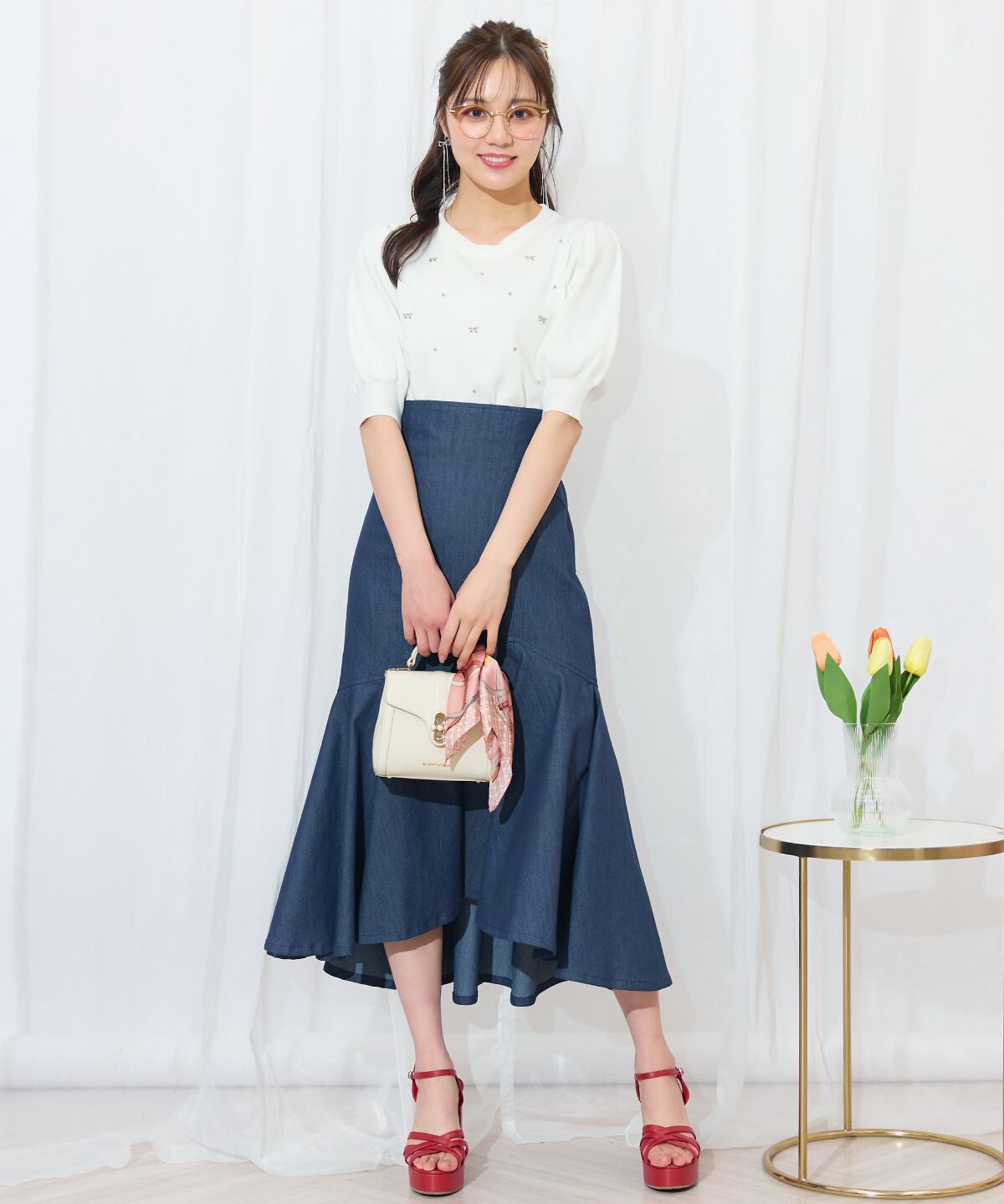 WILLSELECTION「ビジュー＆リボンパーツニットプルオーバー」|ニット・セーター|