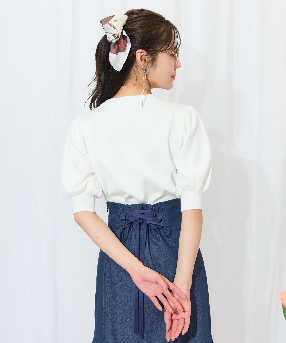 WILLSELECTION「ビジュー＆リボンパーツニットプルオーバー」|ニット・セーター|