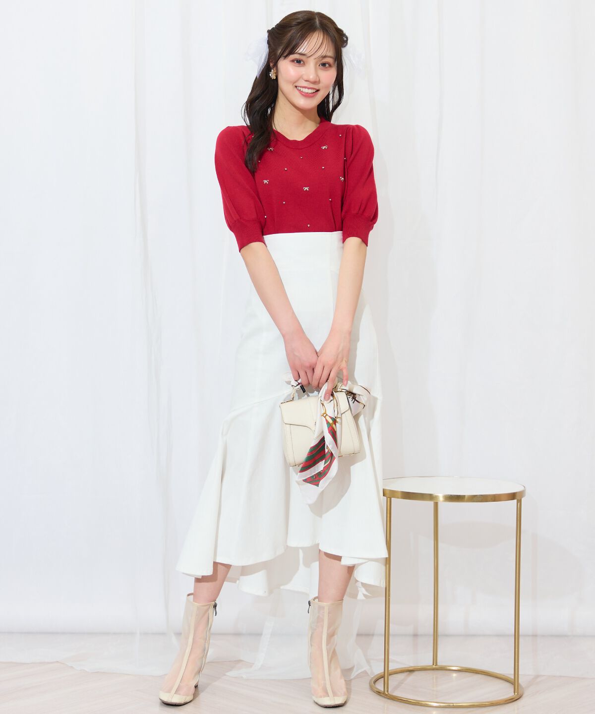 WILLSELECTION「ビジュー＆リボンパーツニットプルオーバー」|ニット・セーター|