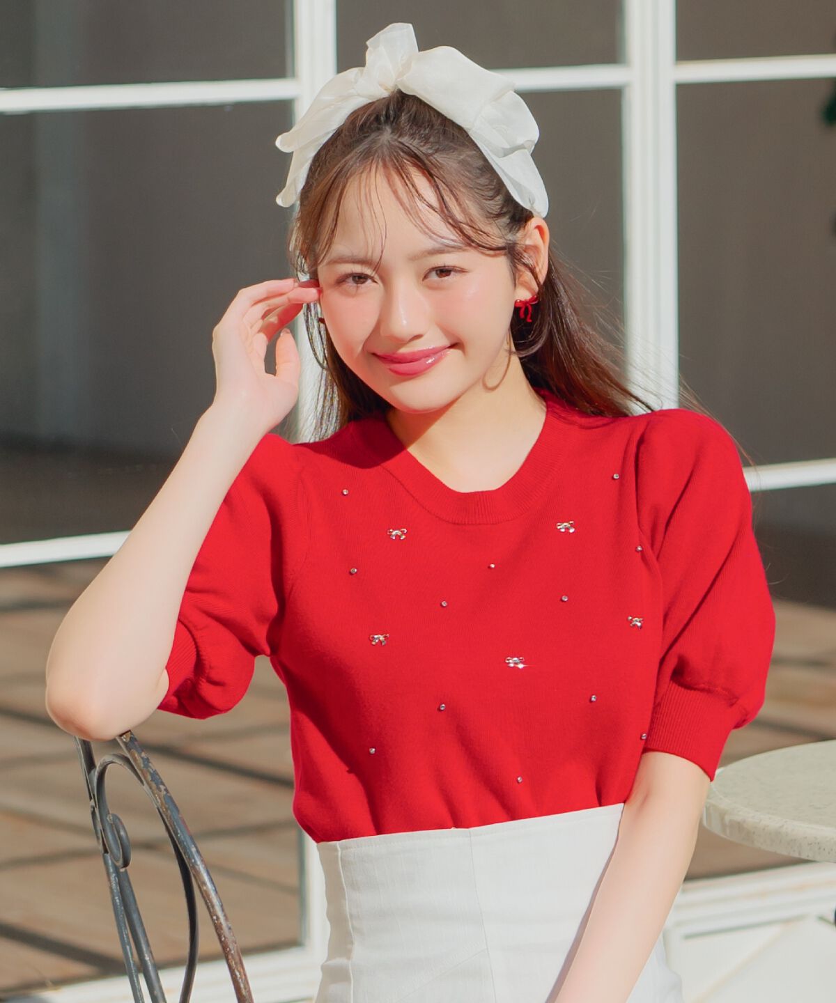 WILLSELECTION「ビジュー＆リボンパーツニットプルオーバー」|ニット・セーター|