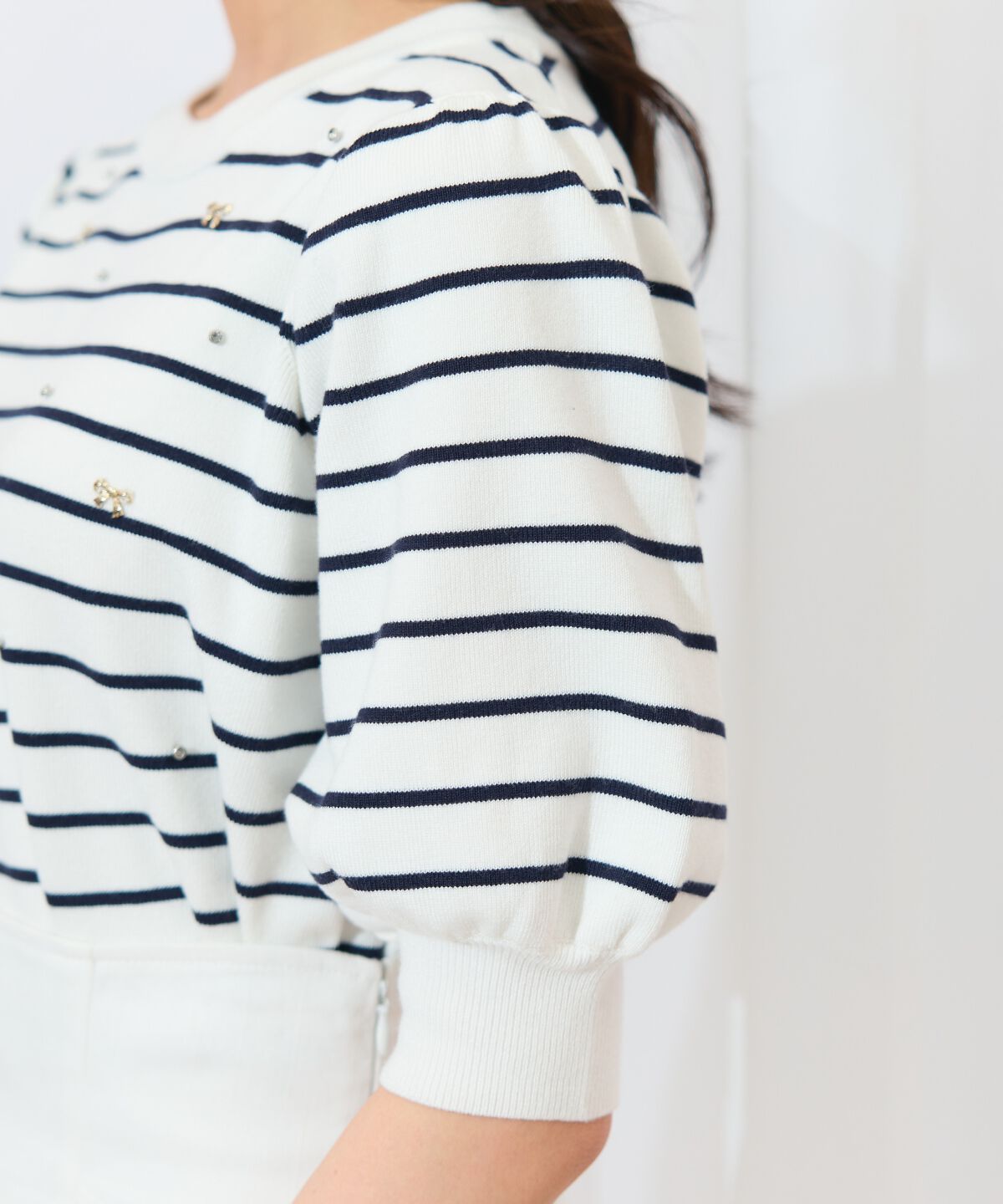 WILLSELECTION「ビジュー＆リボンパーツニットプルオーバー」|ニット・セーター|