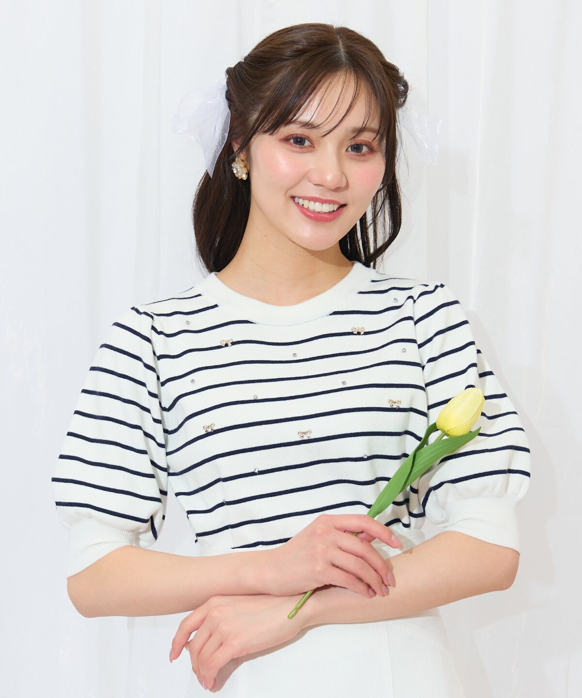 WILLSELECTION「ビジュー＆リボンパーツニットプルオーバー」|ニット・セーター|