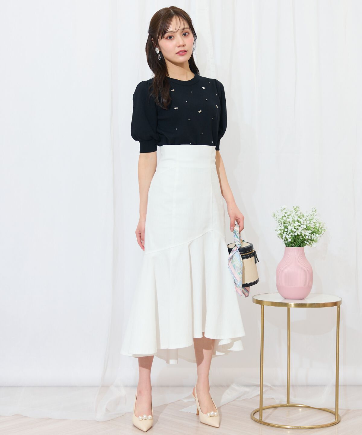 WILLSELECTION「ビジュー＆リボンパーツニットプルオーバー」|ニット・セーター|