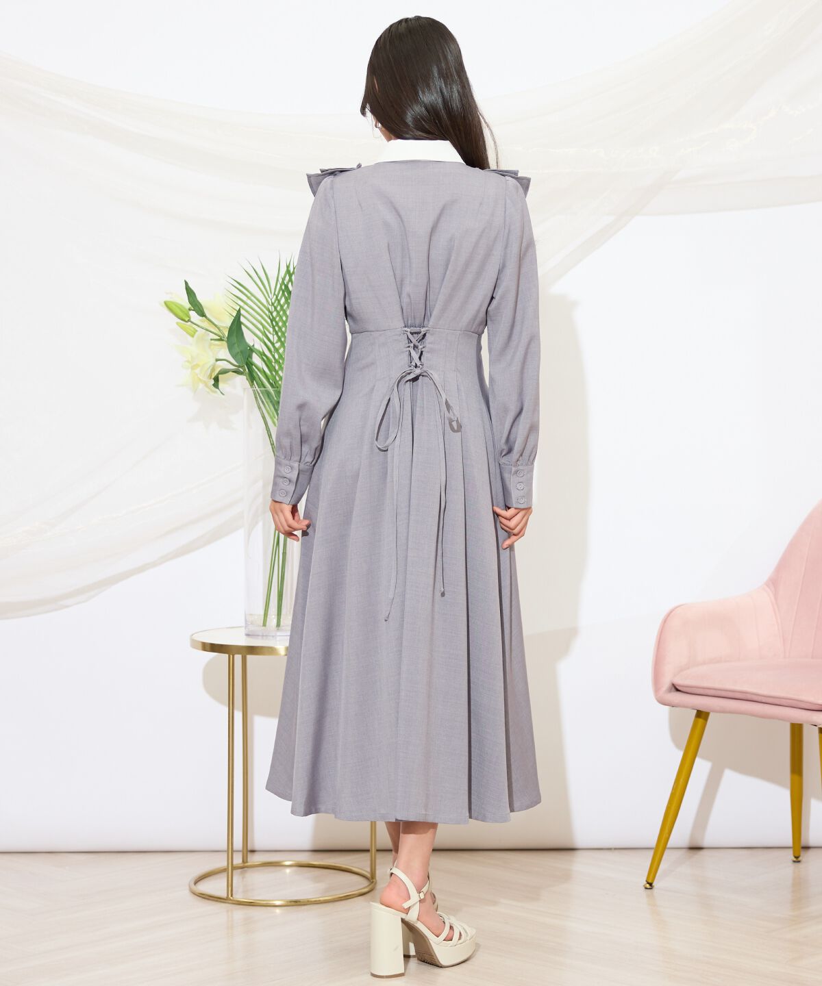 WILLSELECTION「配色襟ダブルフリルシャツワンピース」|ワンピース|