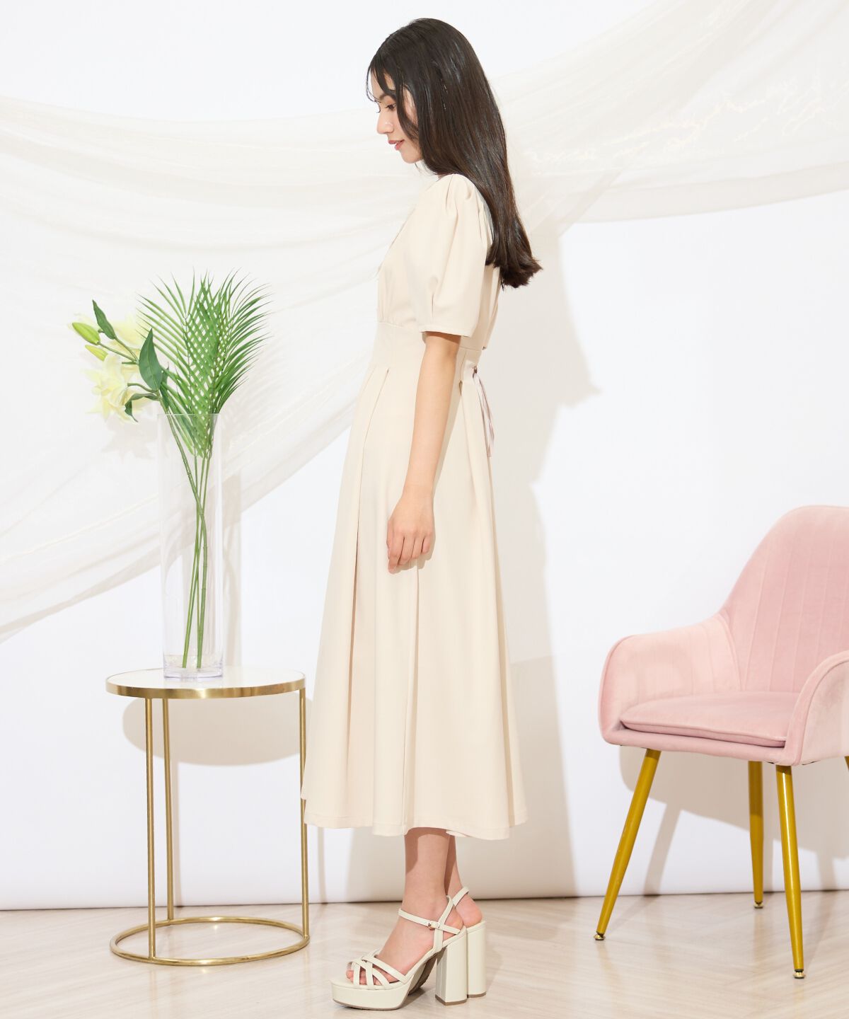 WILLSELECTION「タックウエストレース襟ワンピース」|ワンピース|