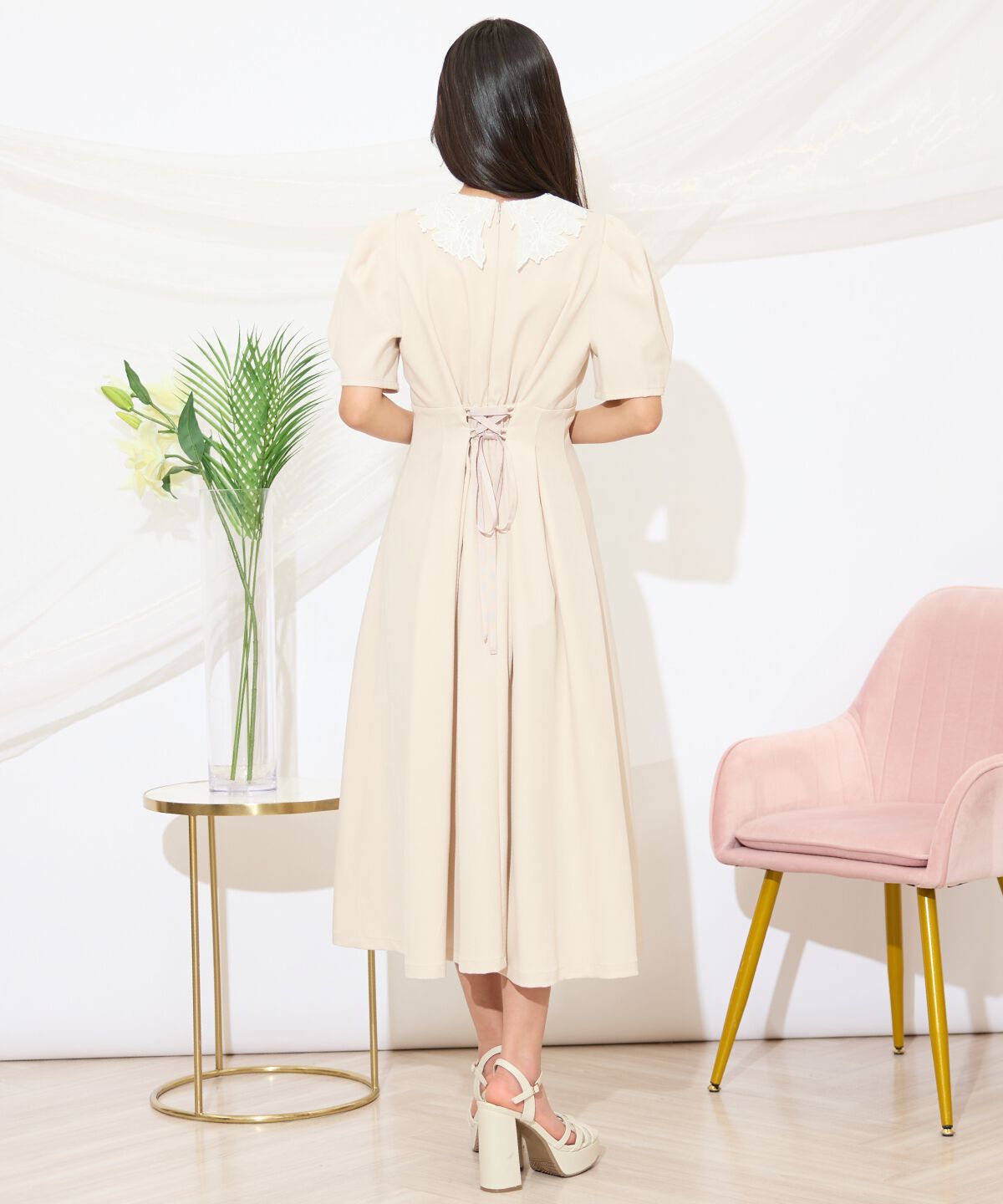 WILLSELECTION「タックウエストレース襟ワンピース」|ワンピース|