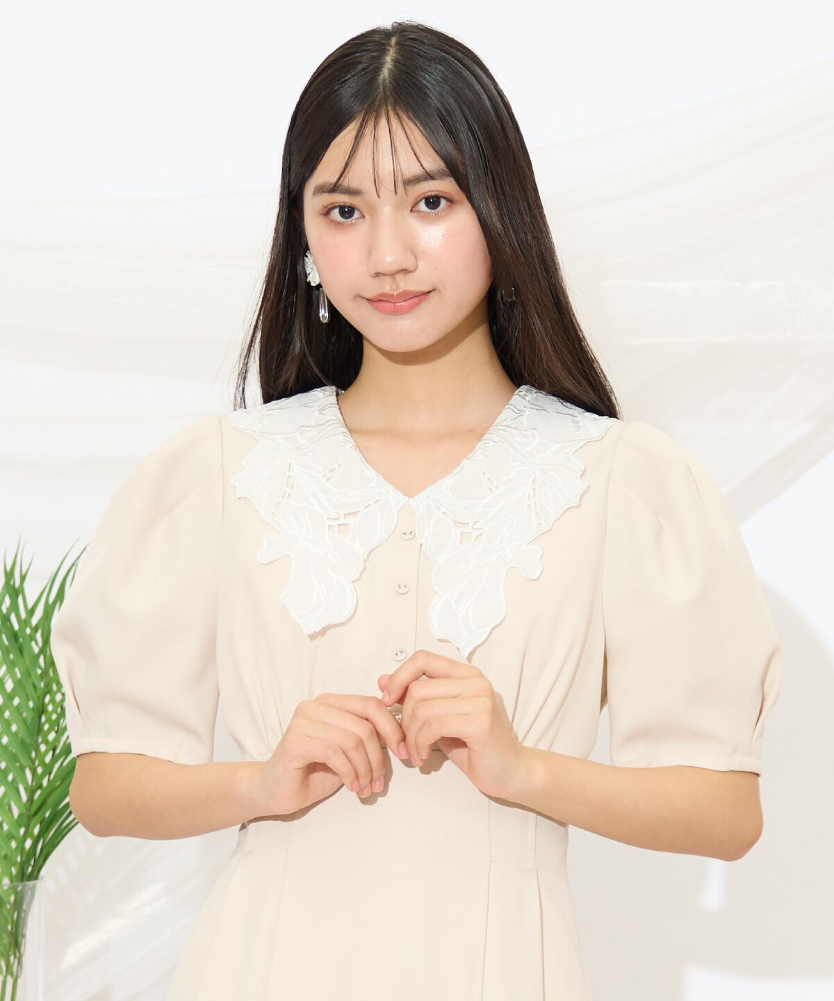 WILLSELECTION「タックウエストレース襟ワンピース」|ワンピース|