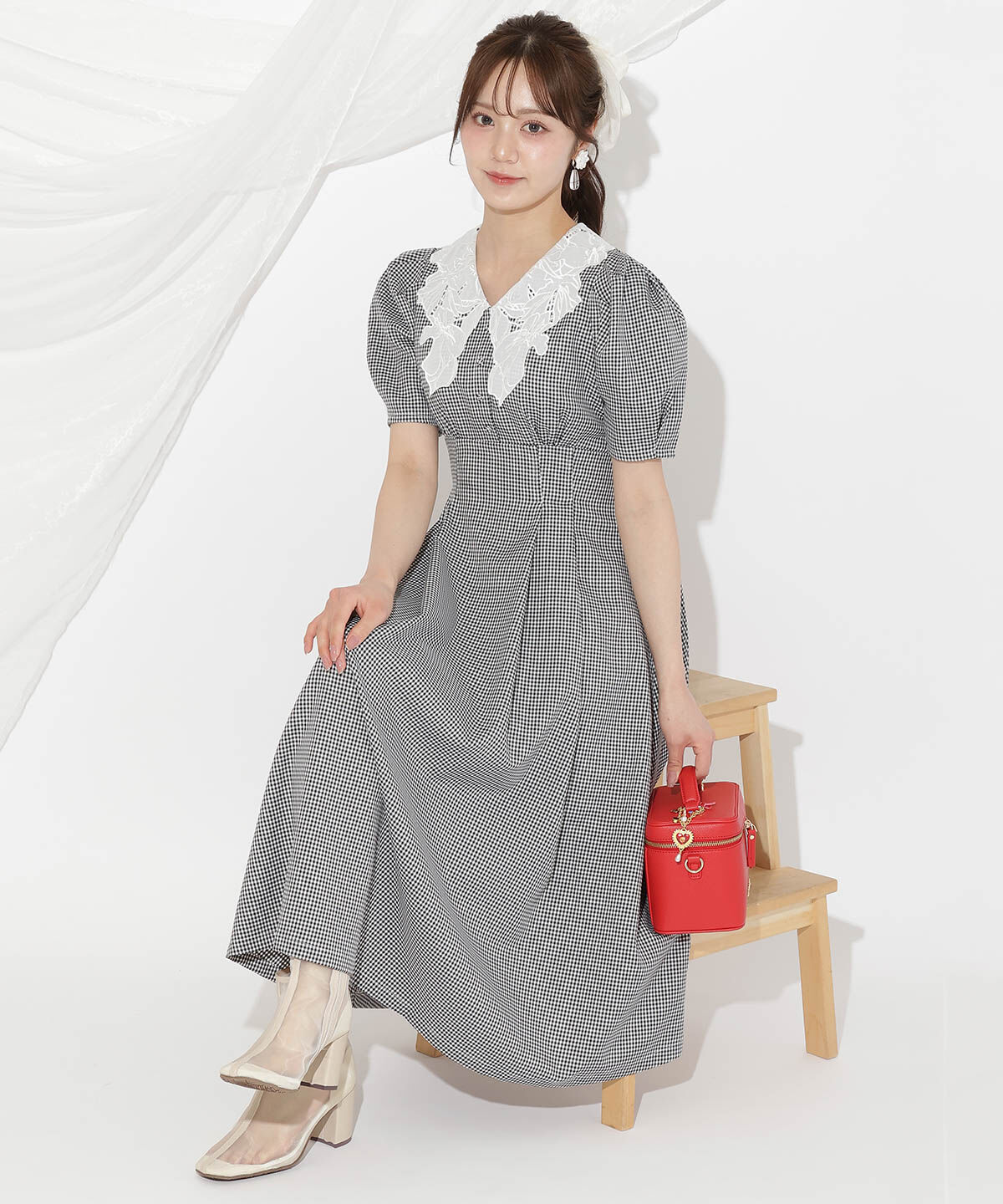 WILLSELECTION「タックウエストレース襟ワンピース」|ワンピース|