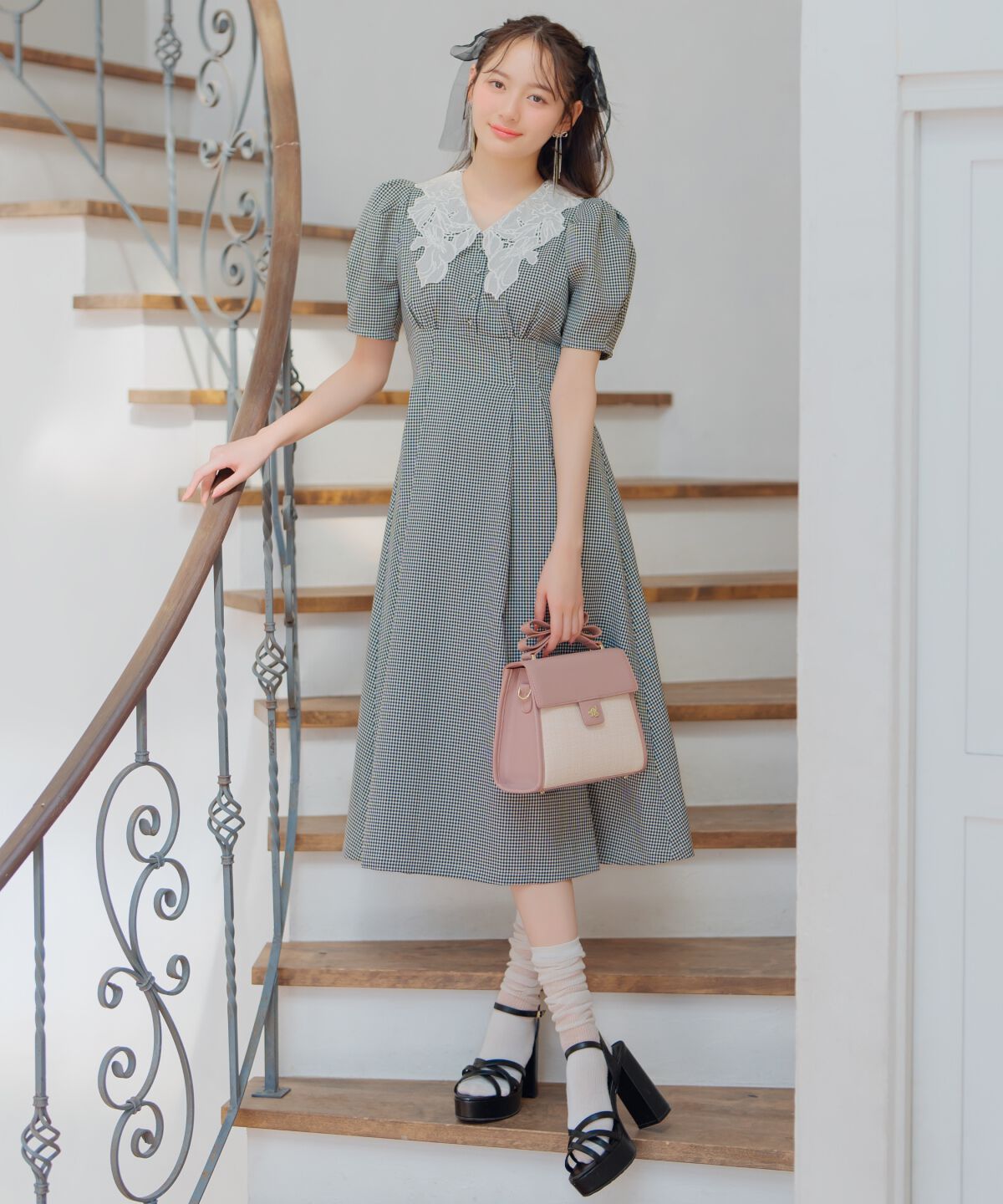 WILLSELECTION「タックウエストレース襟ワンピース」|ワンピース|