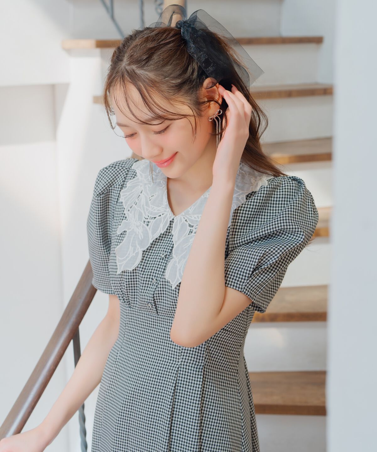 WILLSELECTION「タックウエストレース襟ワンピース」|ワンピース|