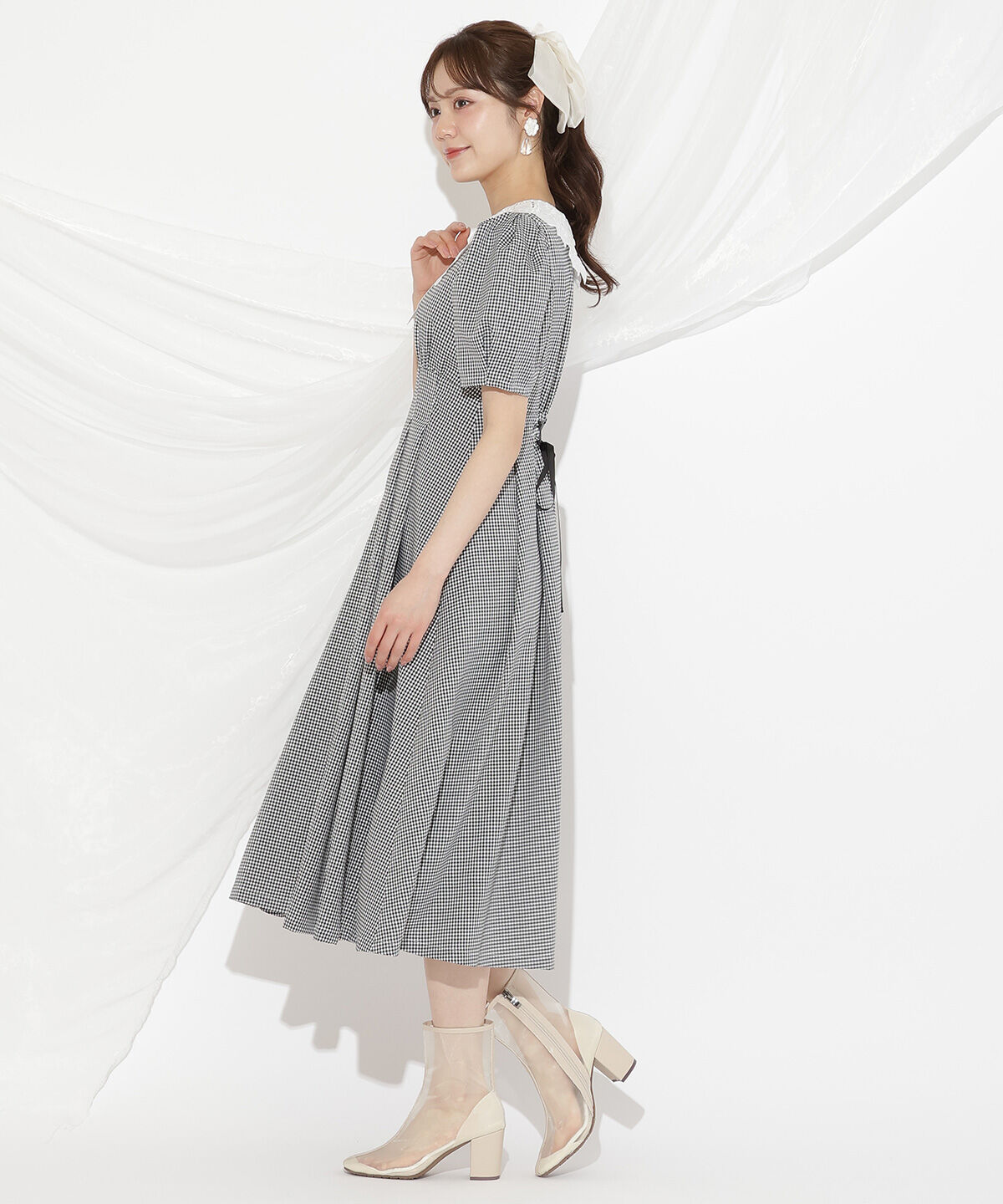 WILLSELECTION「タックウエストレース襟ワンピース」|ワンピース|