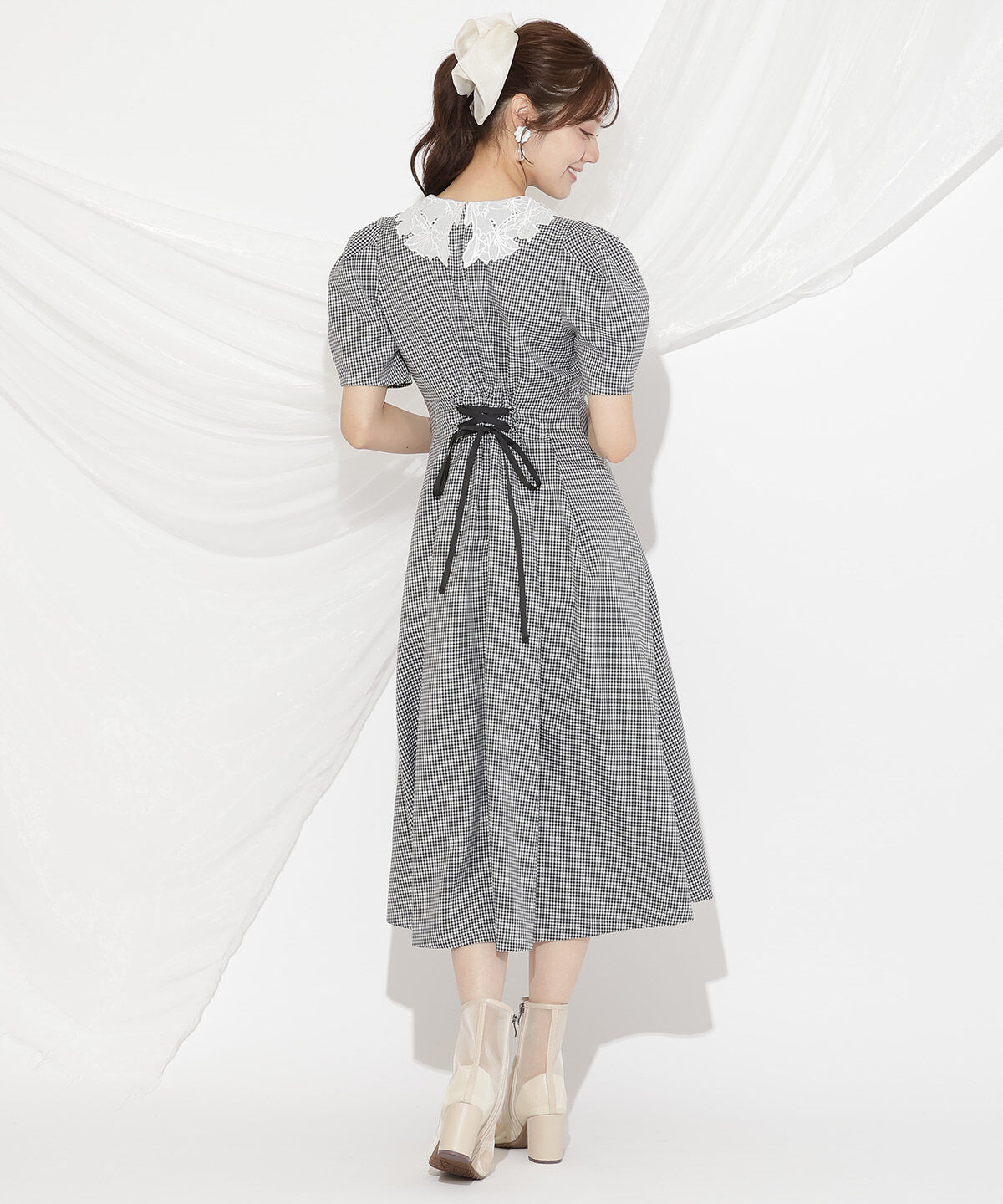 WILLSELECTION「タックウエストレース襟ワンピース」|ワンピース|
