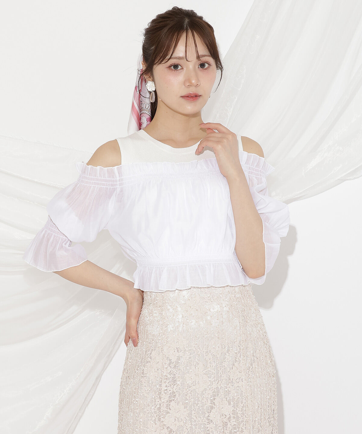 WILLSELECTION「レイヤード風オフショルニットプルオーバー」|ニット・セーター|