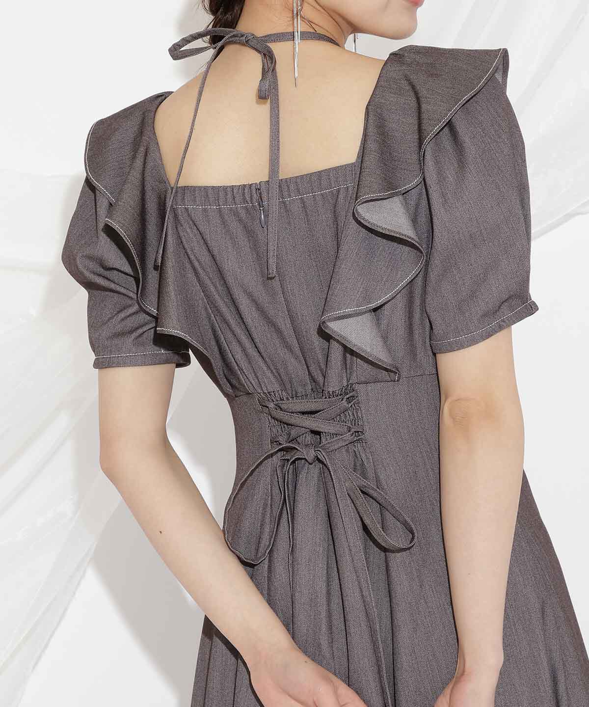 WILLSELECTION「クロスネックラッフルフリルワンピース」|ワンピース|