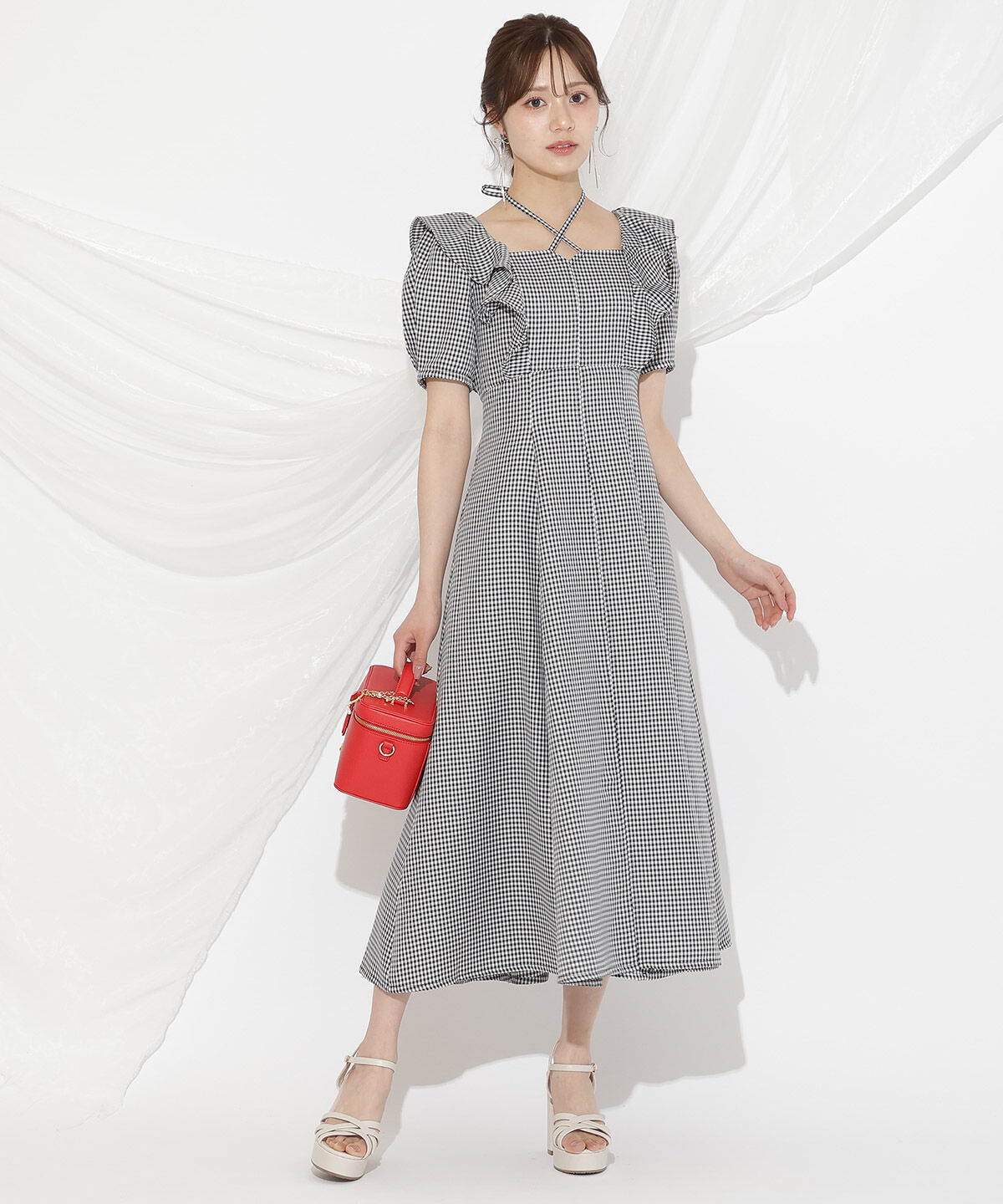 WILLSELECTION「クロスネックラッフルフリルワンピース」|ワンピース|