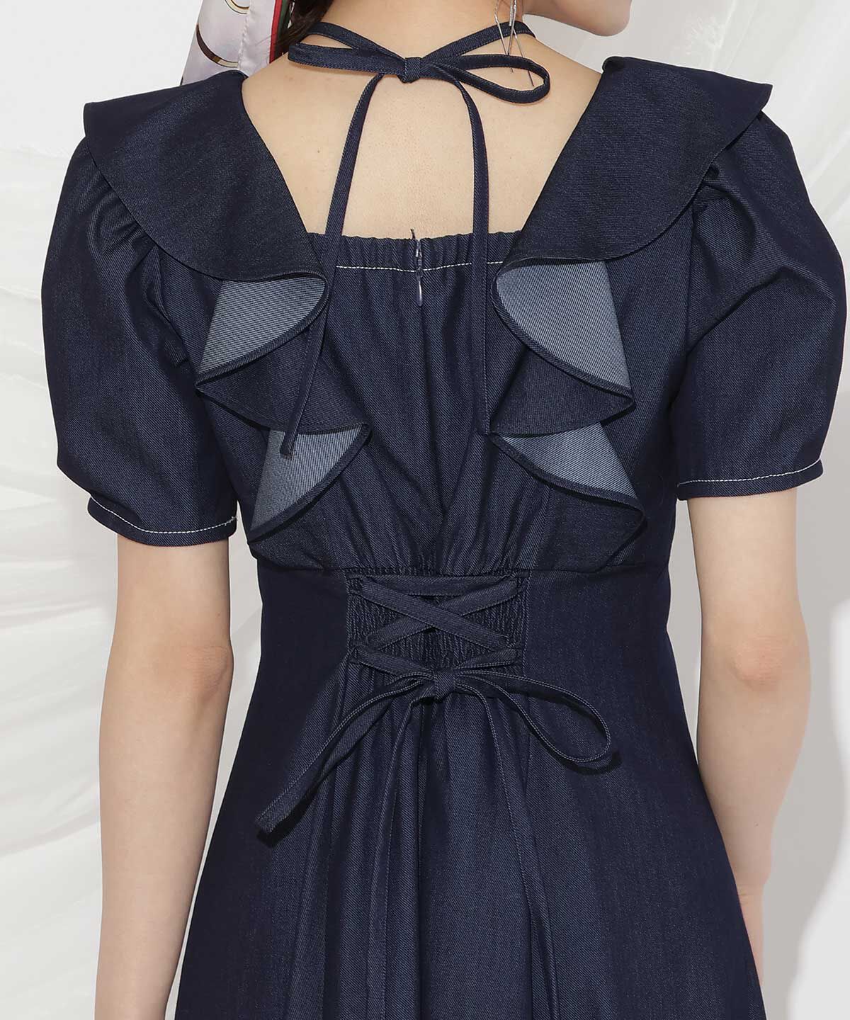 WILLSELECTION「クロスネックラッフルフリルワンピース」|ワンピース|