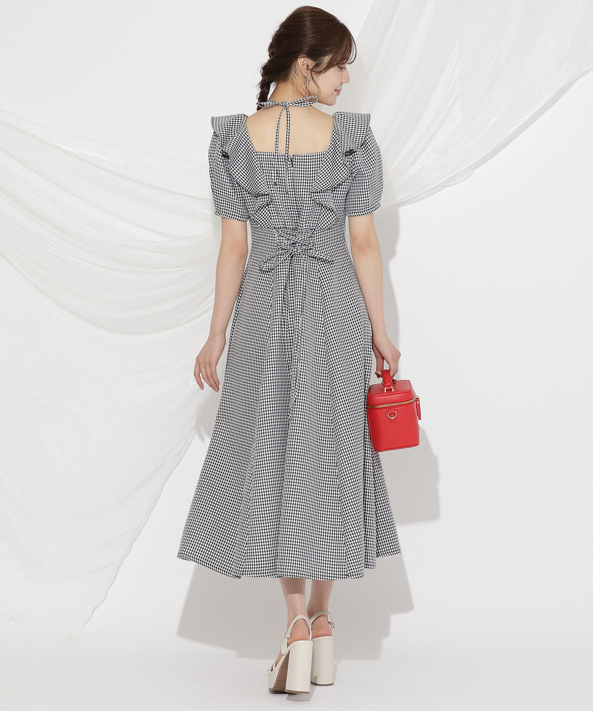 WILLSELECTION「クロスネックラッフルフリルワンピース」|ワンピース|