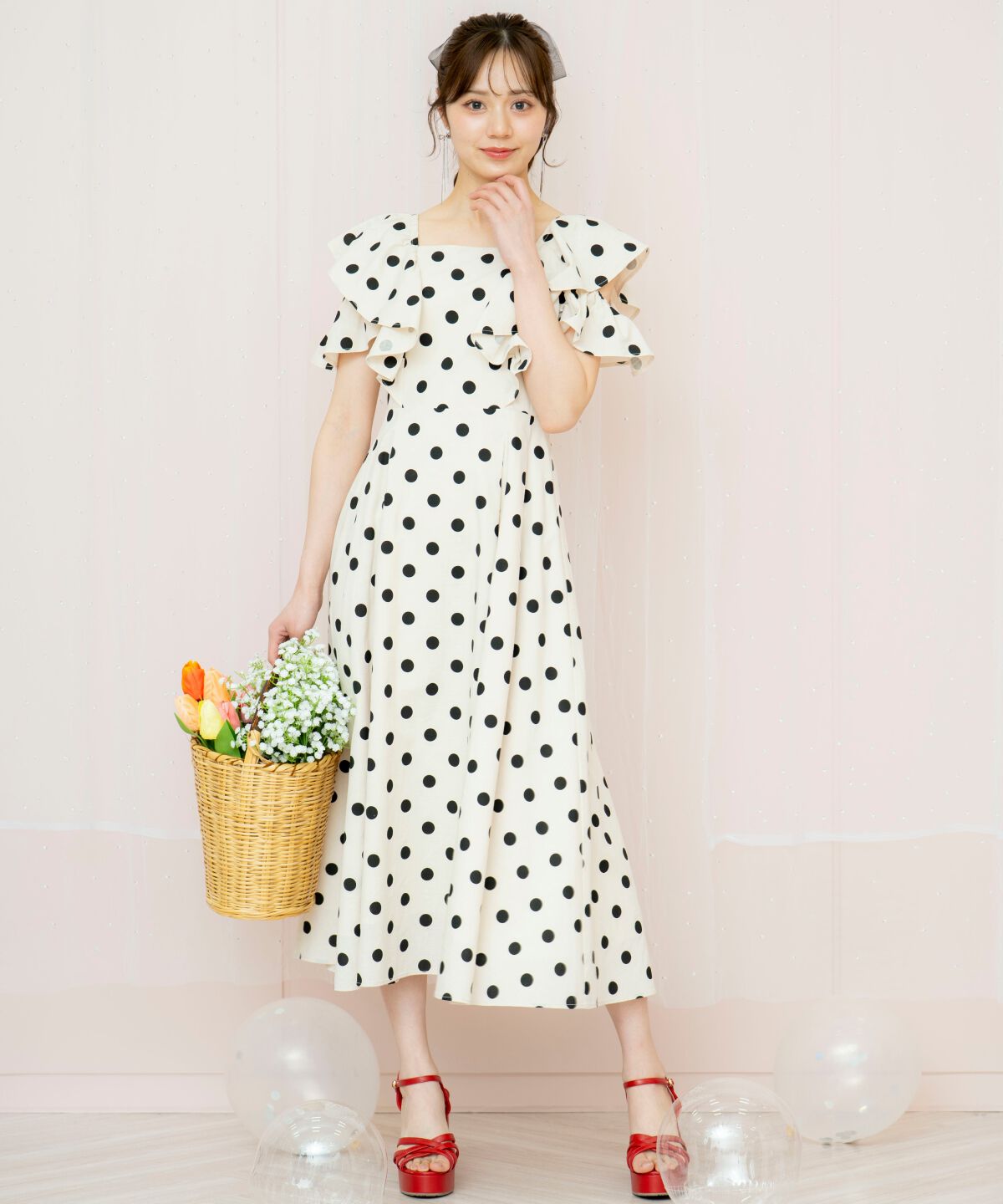 WILLSELECTION「ラッフルショルダーフレアワンピース」|ワンピース|