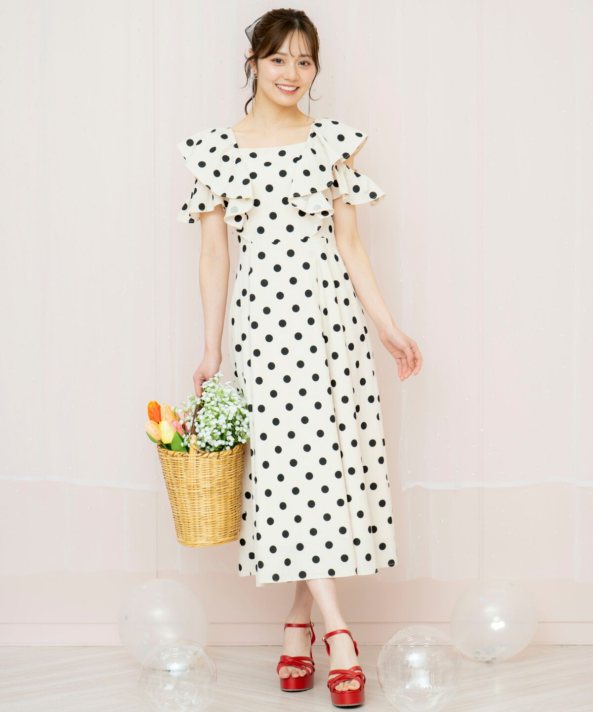 WILLSELECTION「ラッフルショルダーフレアワンピース」|ワンピース|