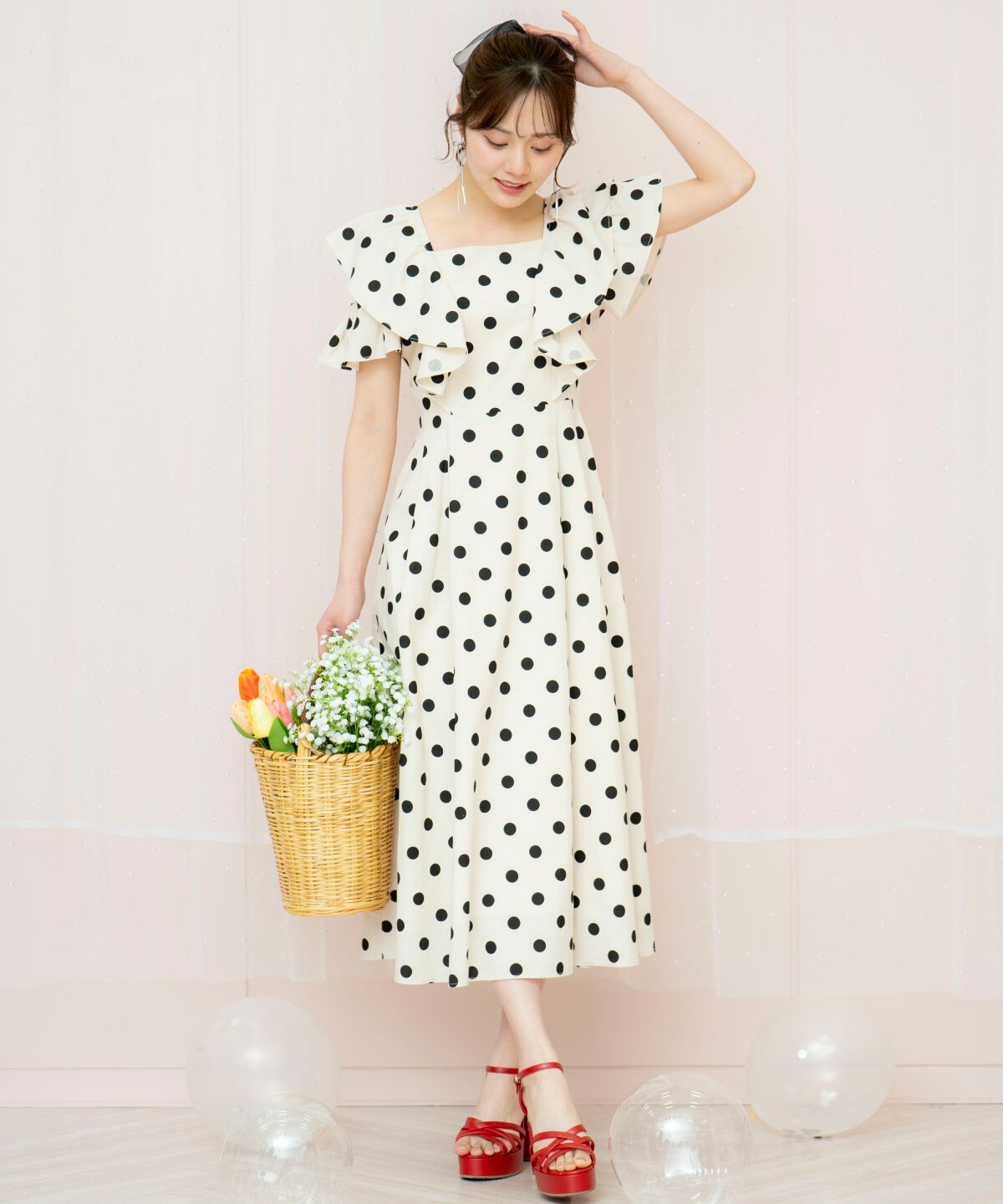 WILLSELECTION「ラッフルショルダーフレアワンピース」|ワンピース|