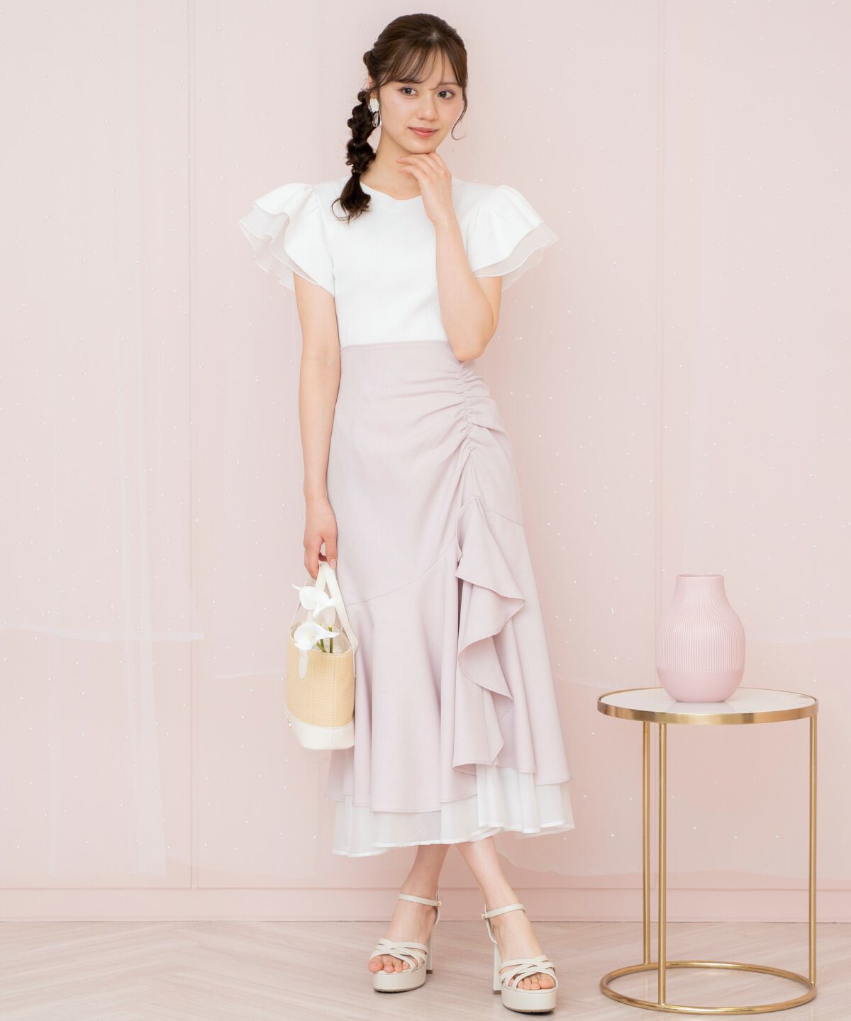 WILLSELECTION「シアーヘムギャザーマーメイドスカート」|フレア|