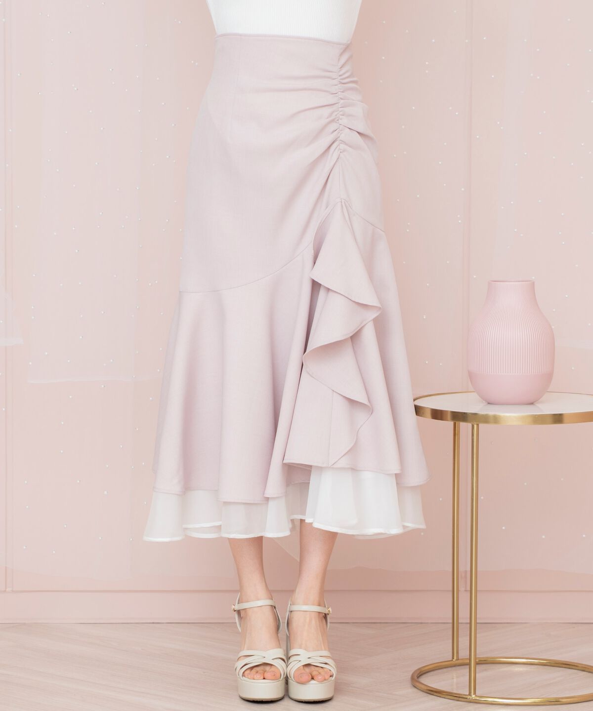 WILLSELECTION「シアーヘムギャザーマーメイドスカート」|フレア|